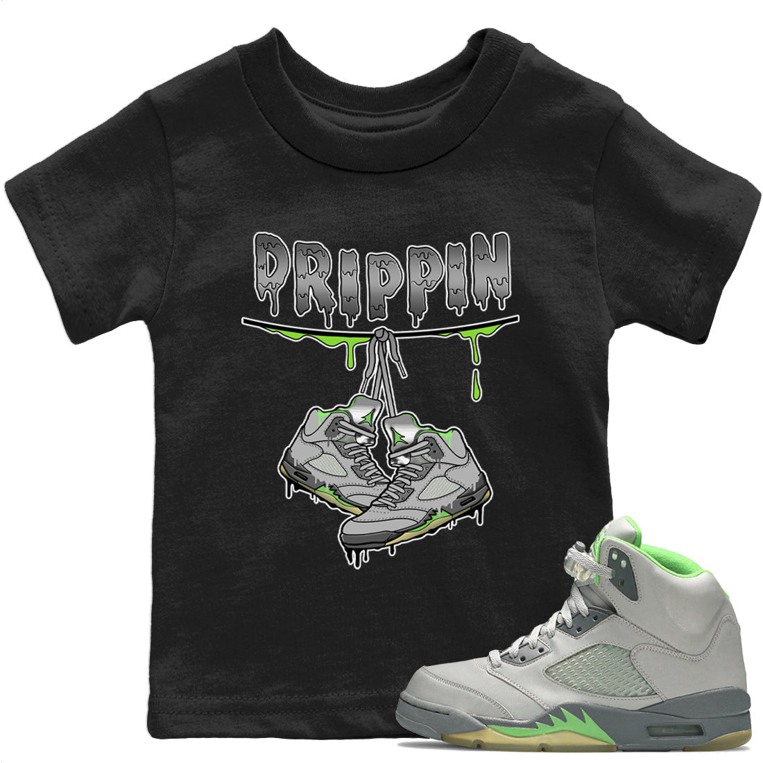 Jordan 5 Green Bean Sneaker Matching T-Shirt Drippin Sneaker Tees Jordan 5 Green Bean Sneaker Release Tees Kids Shirts