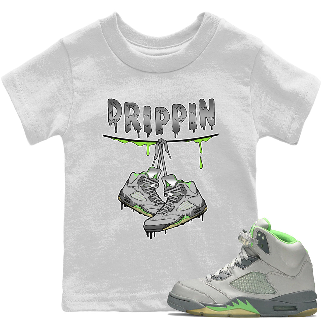Jordan 5 Green Bean Sneaker Matching T-Shirt Drippin Sneaker Tees Jordan 5 Green Bean Sneaker Release Tees Kids Shirts