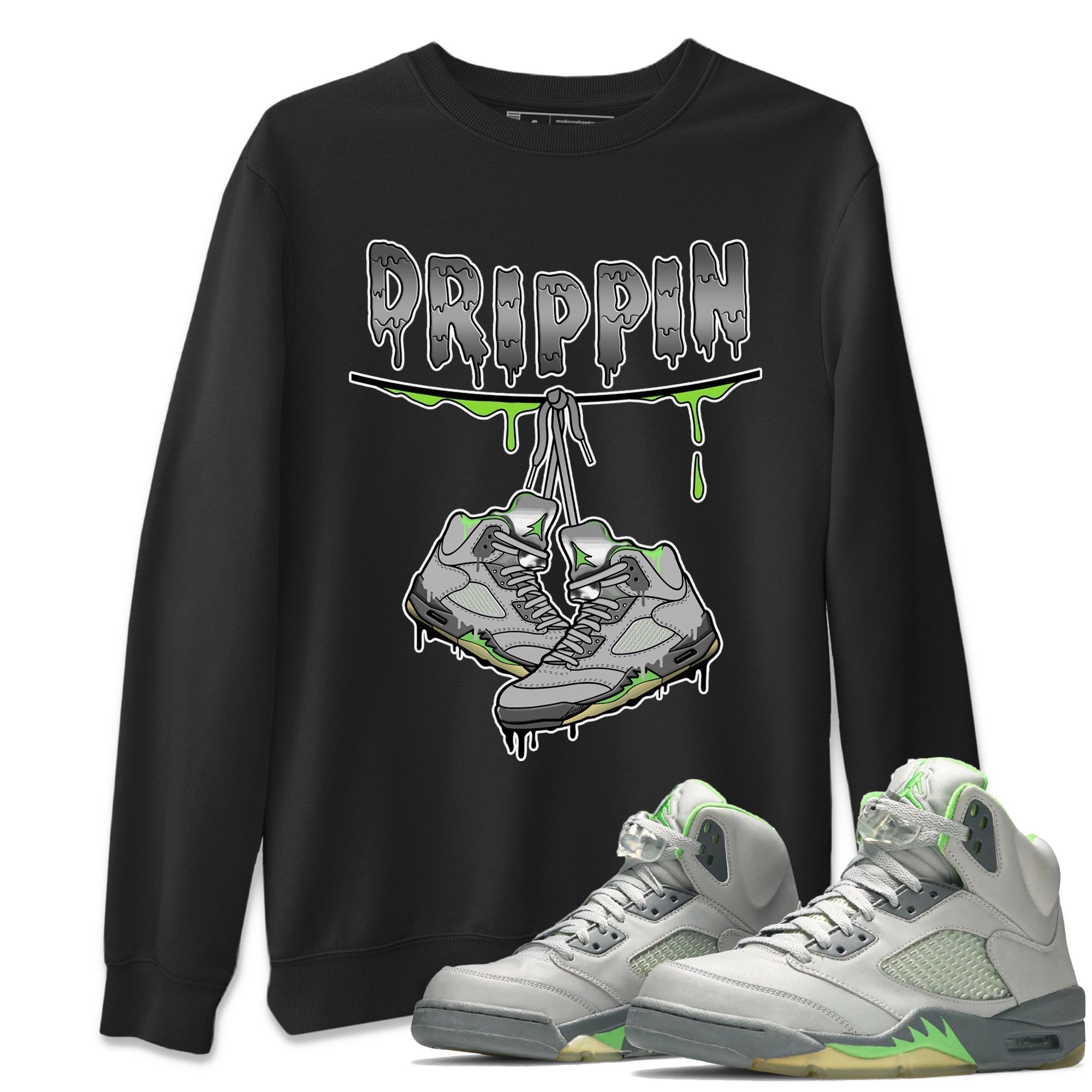 Jordan 5 Green Bean Sneaker Matching T-Shirt Drippin Sneaker Tees Jordan 5 Green Bean Sneaker Release Tees Crew Neck Tees