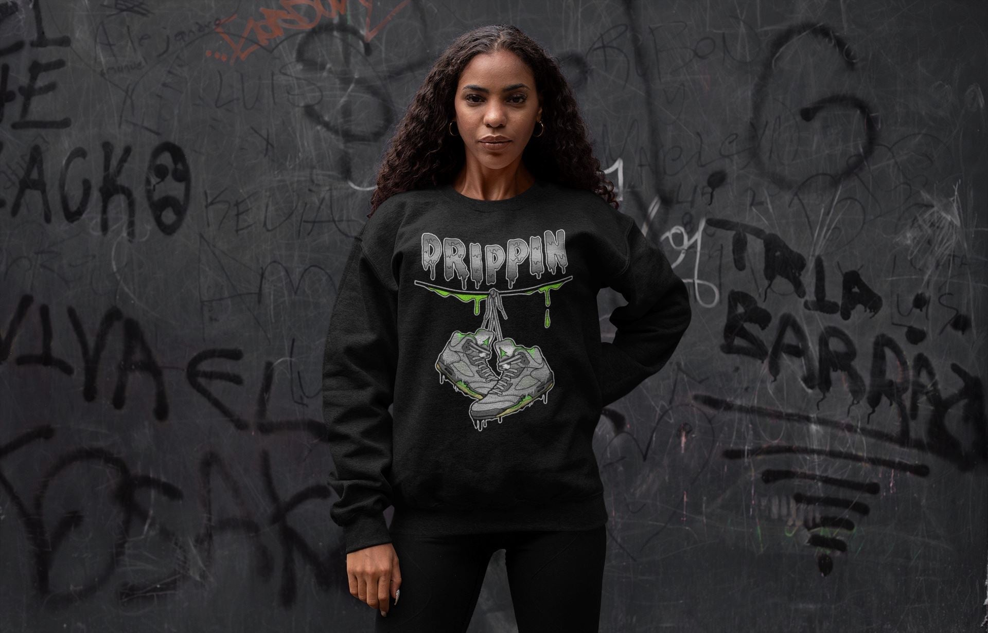 Jordan 5 Green Bean Sneaker Matching T-Shirt Drippin Sneaker Tees Jordan 5 Green Bean Sneaker Release Tees Crew Neck Tees