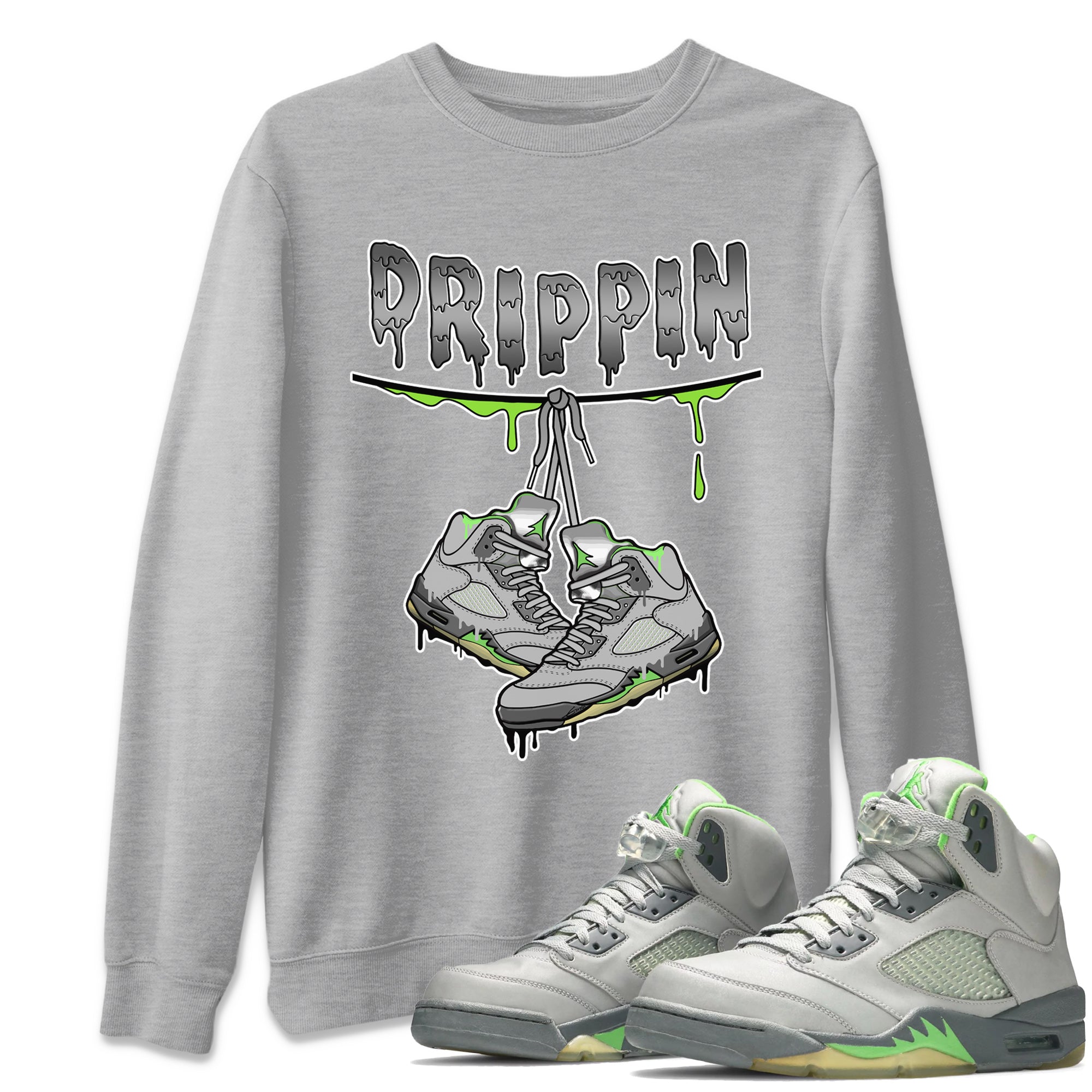 Jordan 5 Green Bean Sneaker Matching T-Shirt Drippin Sneaker Tees Jordan 5 Green Bean Sneaker Release Tees Crew Neck Tees