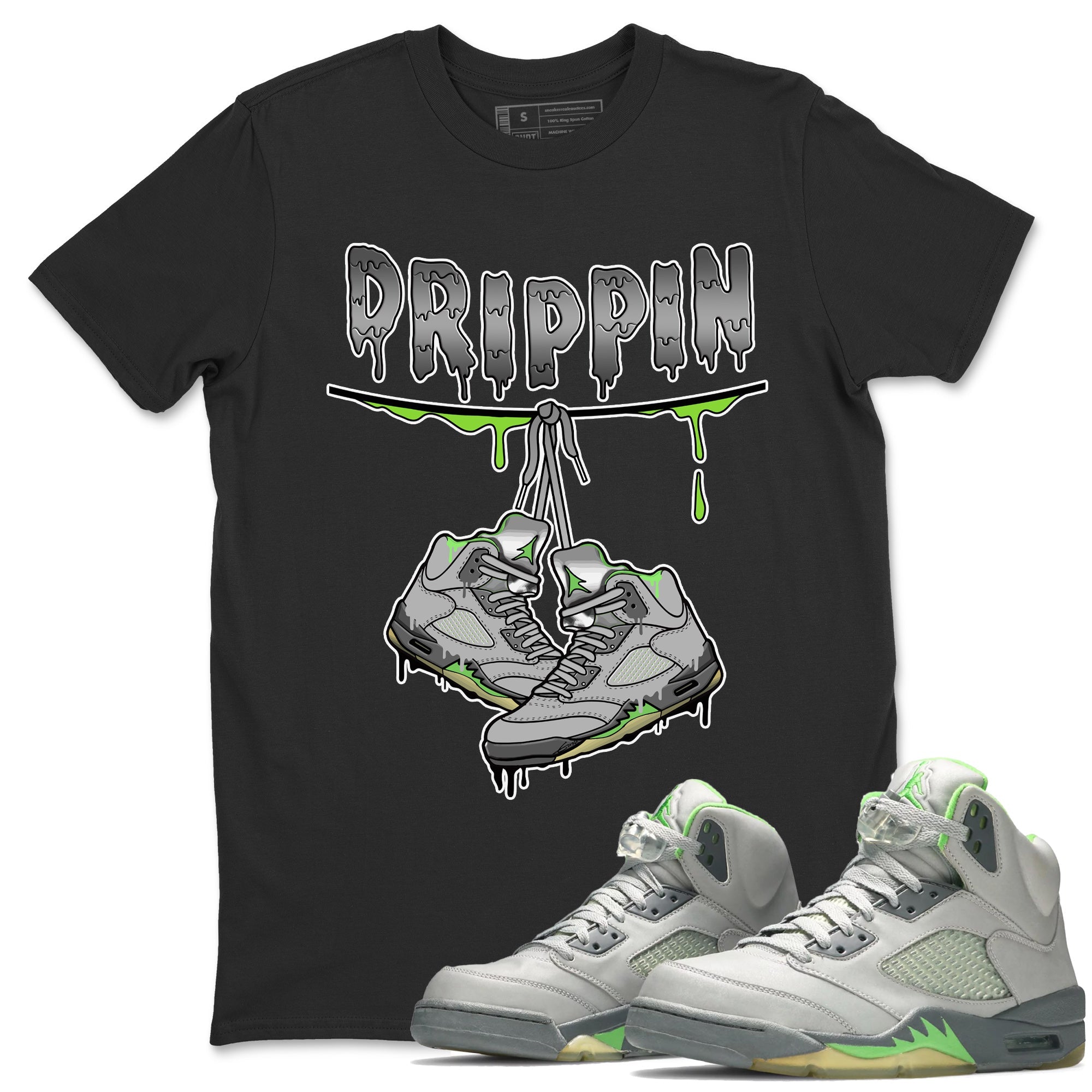 Jordan 5 Green Bean Sneaker Matching T-Shirt Drippin Sneaker Tees Jordan 5 Green Bean Sneaker Release Tees Crew Neck Tees
