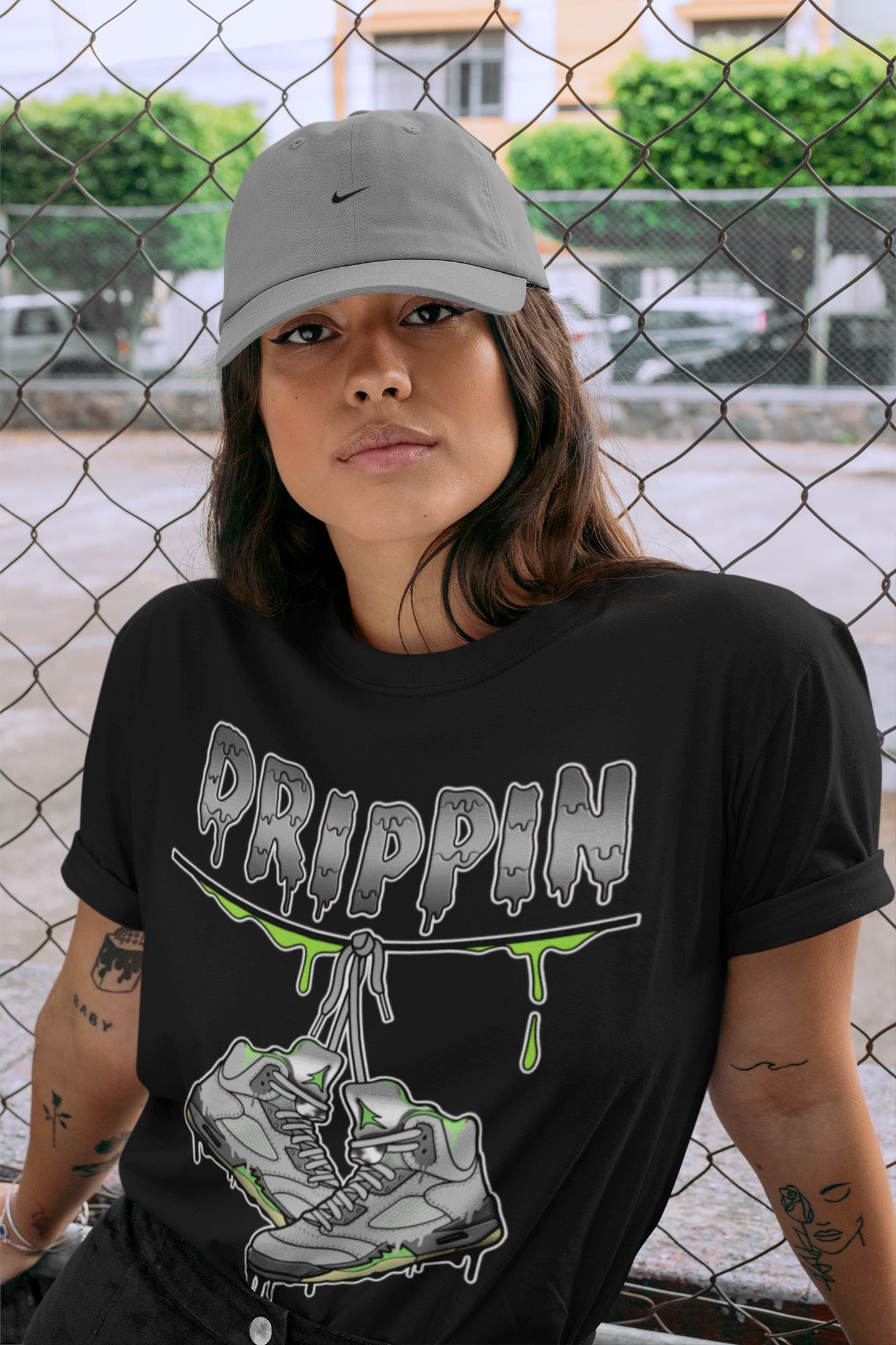 Jordan 5 Green Bean Sneaker Matching T-Shirt Drippin Sneaker Tees Jordan 5 Green Bean Sneaker Release Tees Crew Neck Tees