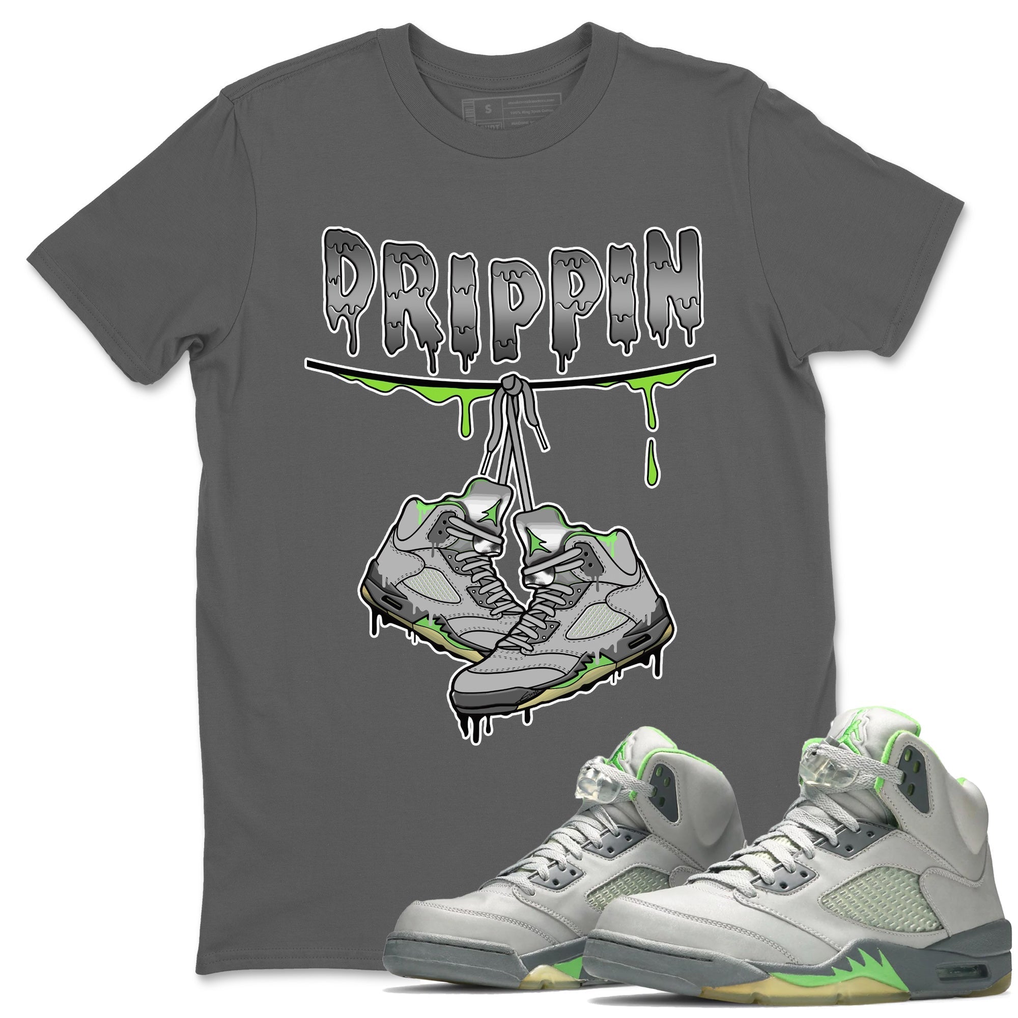Jordan 5 Green Bean Sneaker Matching T-Shirt Drippin Sneaker Tees Jordan 5 Green Bean Sneaker Release Tees Crew Neck Tees