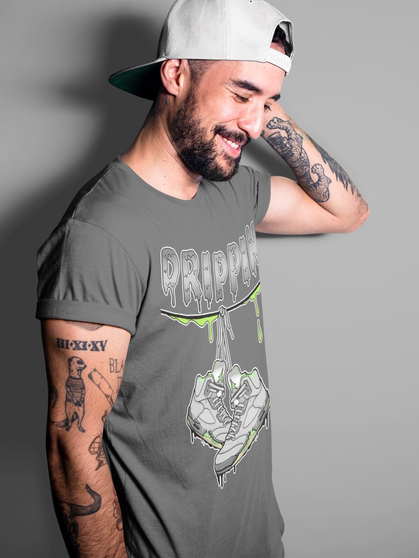 Jordan 5 Green Bean Sneaker Matching T-Shirt Drippin Sneaker Tees Jordan 5 Green Bean Sneaker Release Tees Crew Neck Tees