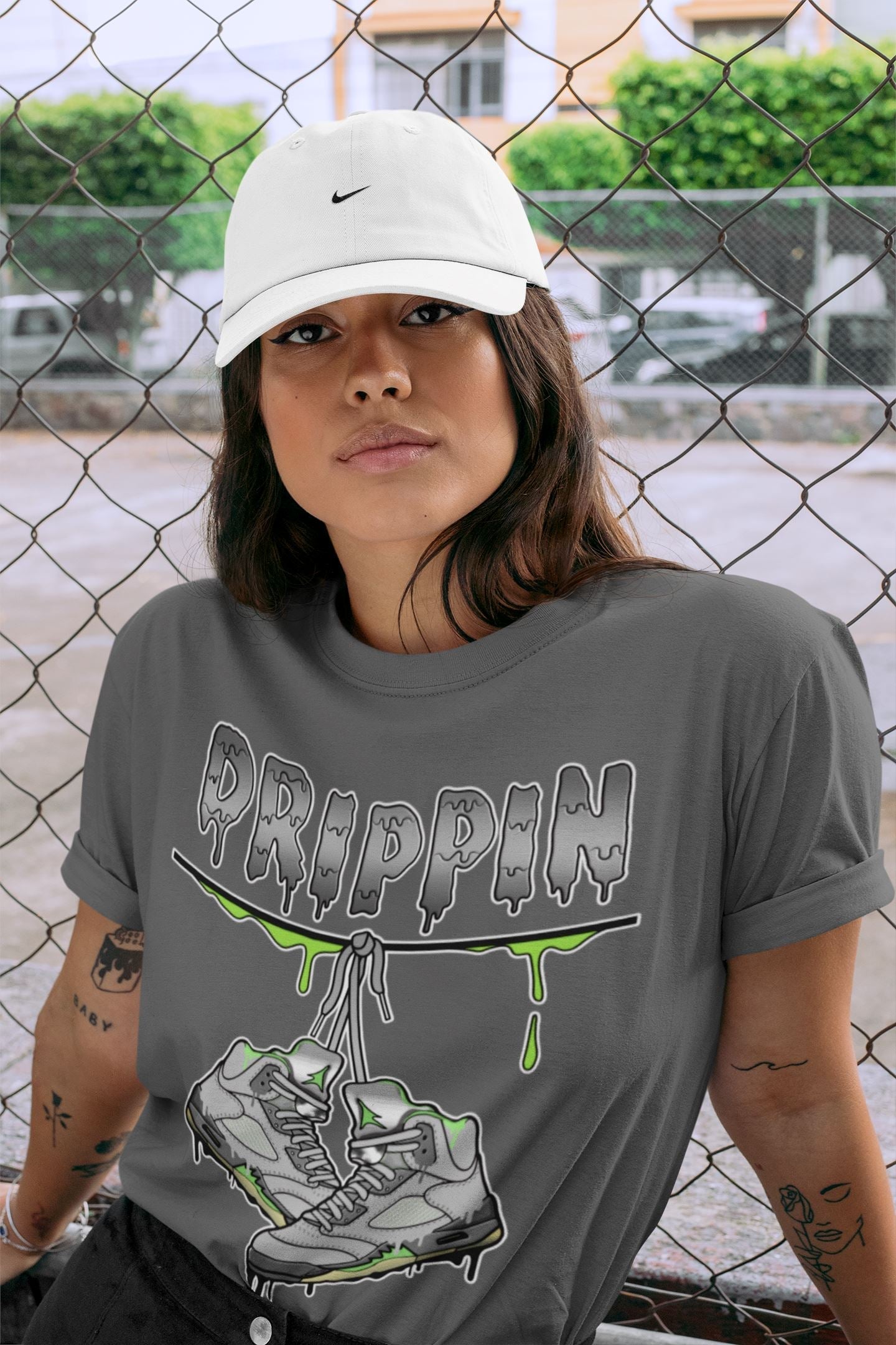 Jordan 5 Green Bean Sneaker Matching T-Shirt Drippin Sneaker Tees Jordan 5 Green Bean Sneaker Release Tees Crew Neck Tees
