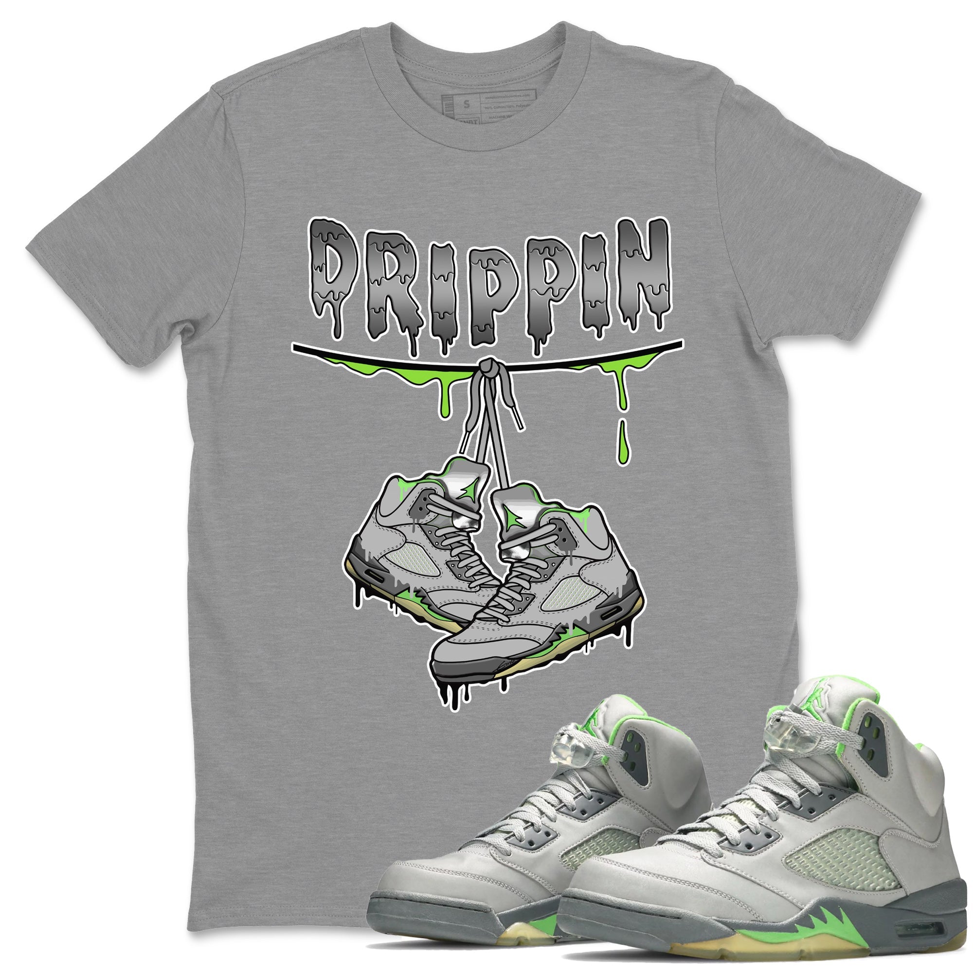 Jordan 5 Green Bean Sneaker Matching T-Shirt Drippin Sneaker Tees Jordan 5 Green Bean Sneaker Release Tees Crew Neck Tees