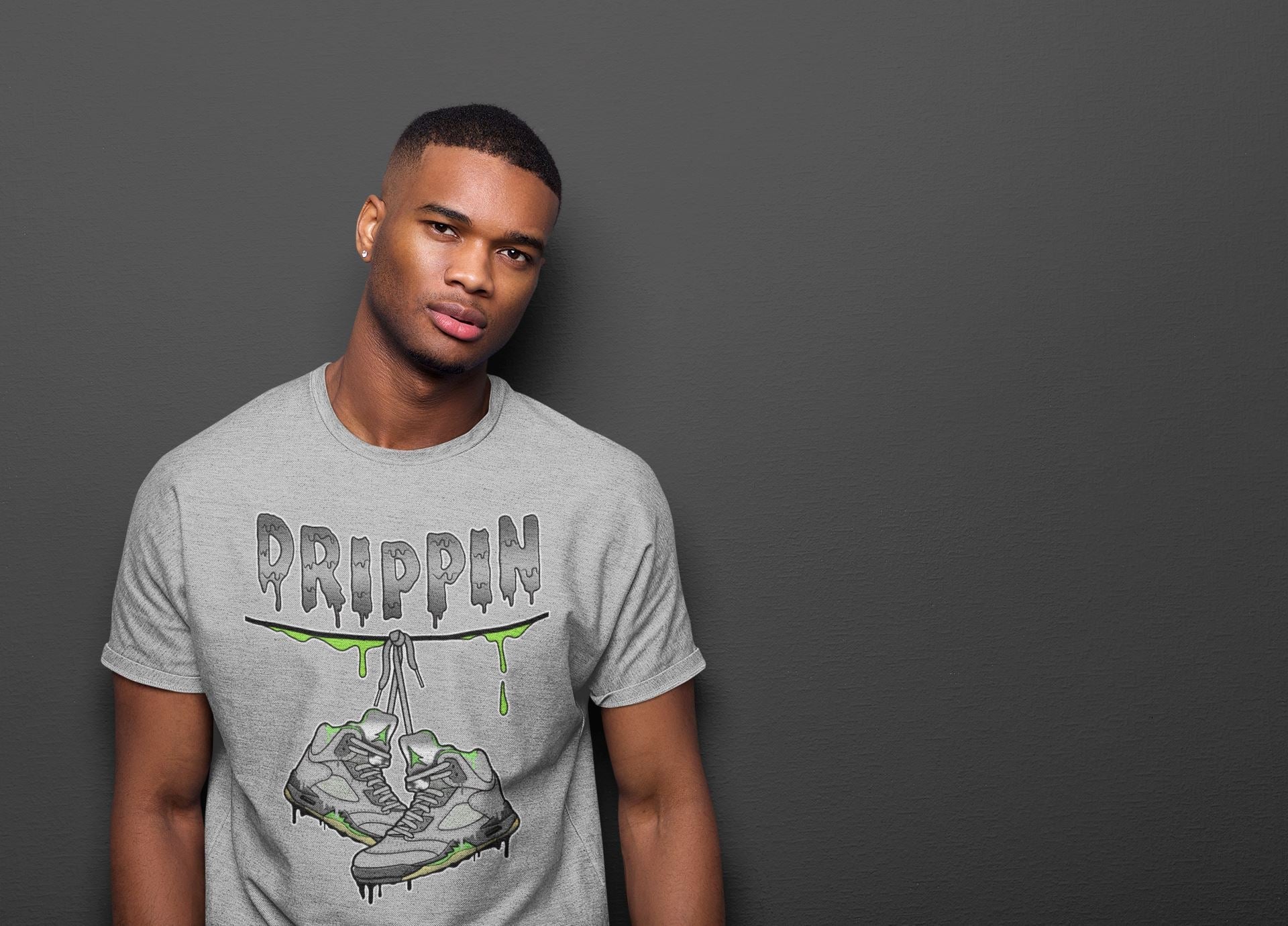 Jordan 5 Green Bean Sneaker Matching T-Shirt Drippin Sneaker Tees Jordan 5 Green Bean Sneaker Release Tees Crew Neck Tees