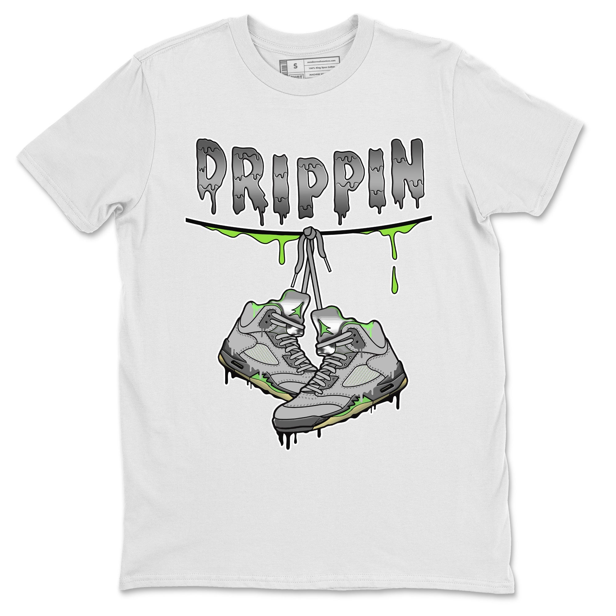 Jordan 5 Green Bean Sneaker Matching T-Shirt Drippin Sneaker Tees Jordan 5 Green Bean Sneaker Release Tees Crew Neck Tees