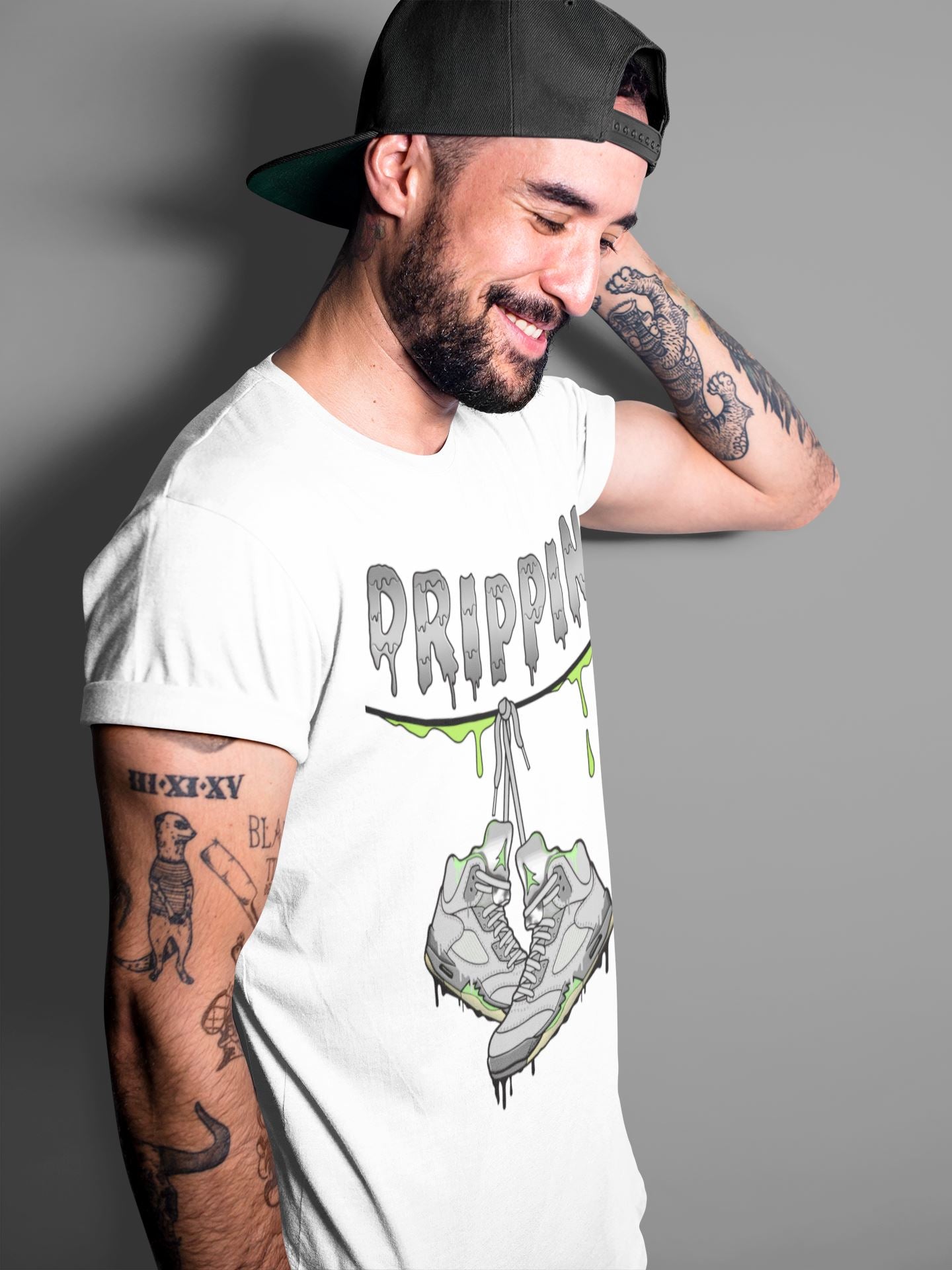 Jordan 5 Green Bean Sneaker Matching T-Shirt Drippin Sneaker Tees Jordan 5 Green Bean Sneaker Release Tees Crew Neck Tees