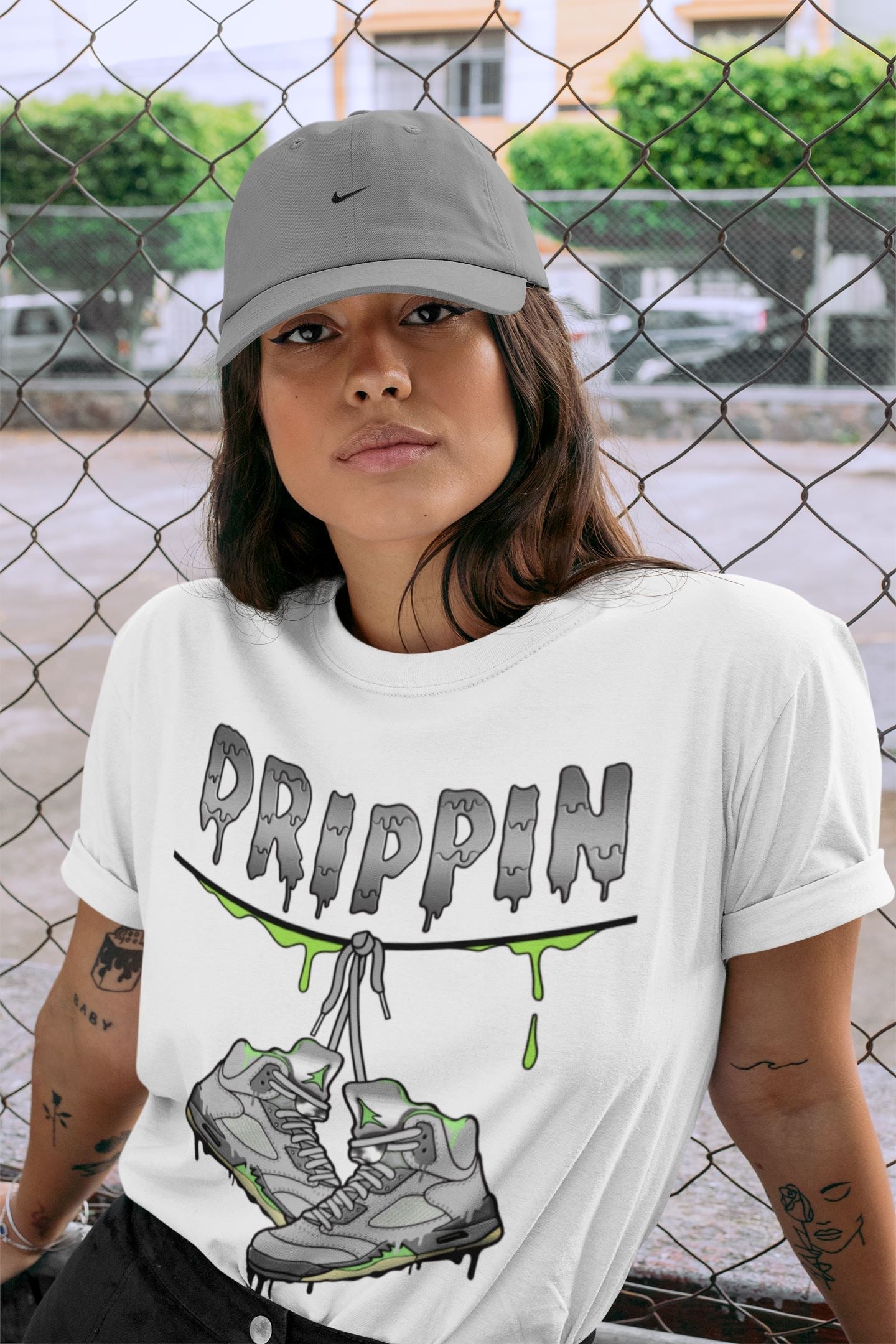 Jordan 5 Green Bean Sneaker Matching T-Shirt Drippin Sneaker Tees Jordan 5 Green Bean Sneaker Release Tees Crew Neck Tees
