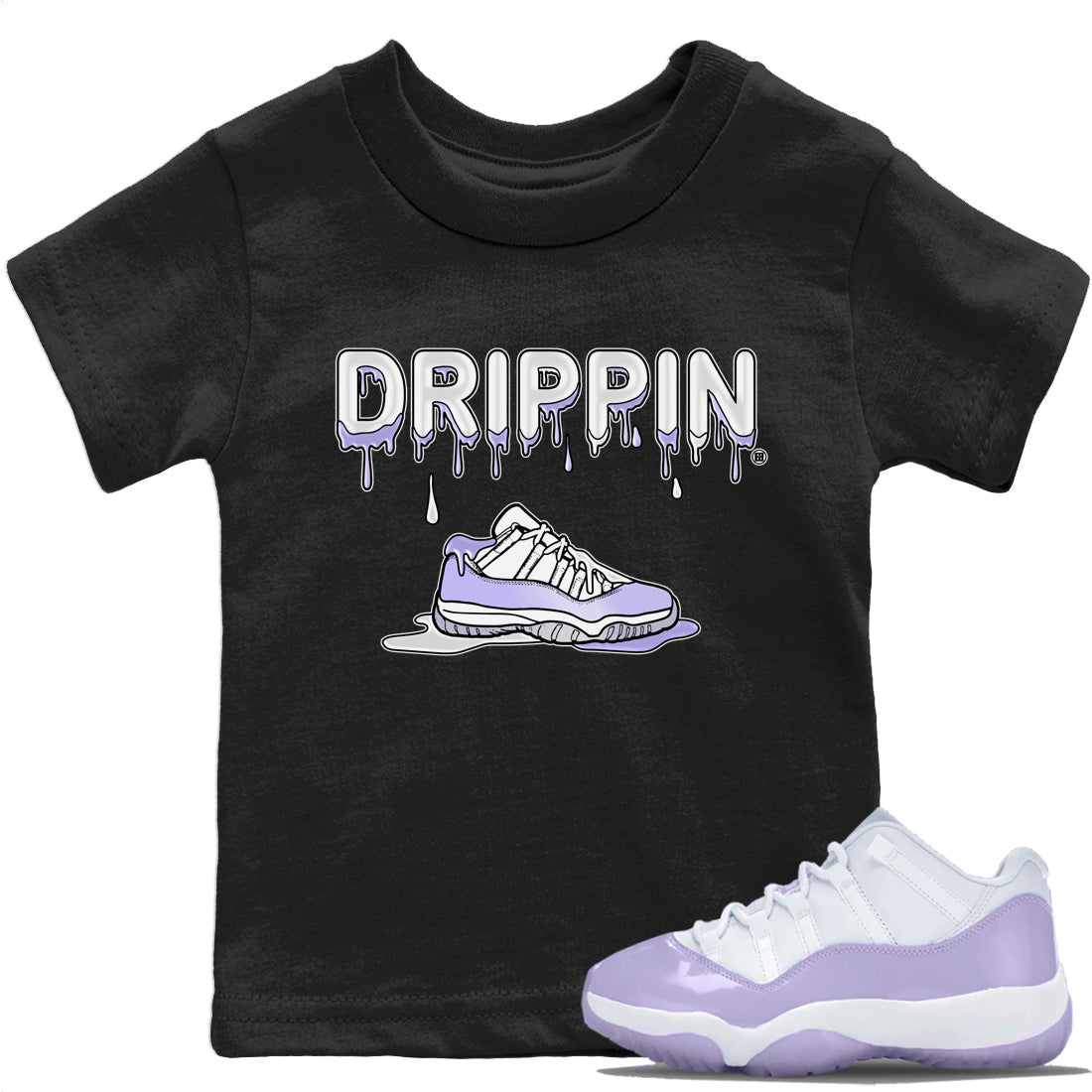 Jordan 11 Pure Violet Sneaker Matching T-Shirt Drippin Kicks Sneaker Tees Jordan 11 Pure Violet Sneaker Release Tees Kids Shirts