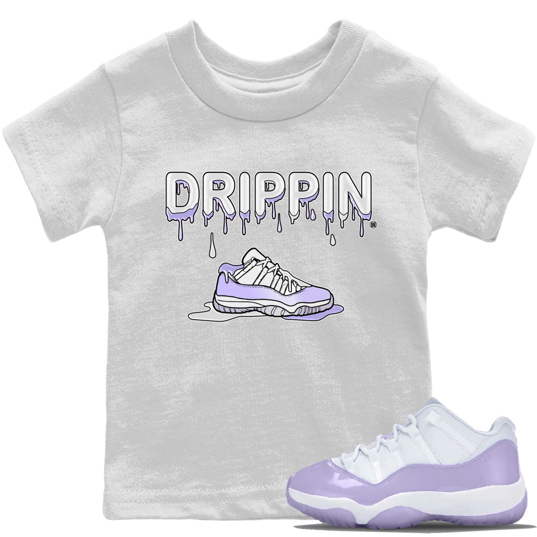 Jordan 11 Pure Violet Sneaker Matching T-Shirt Drippin Kicks Sneaker Tees Jordan 11 Pure Violet Sneaker Release Tees Kids Shirts