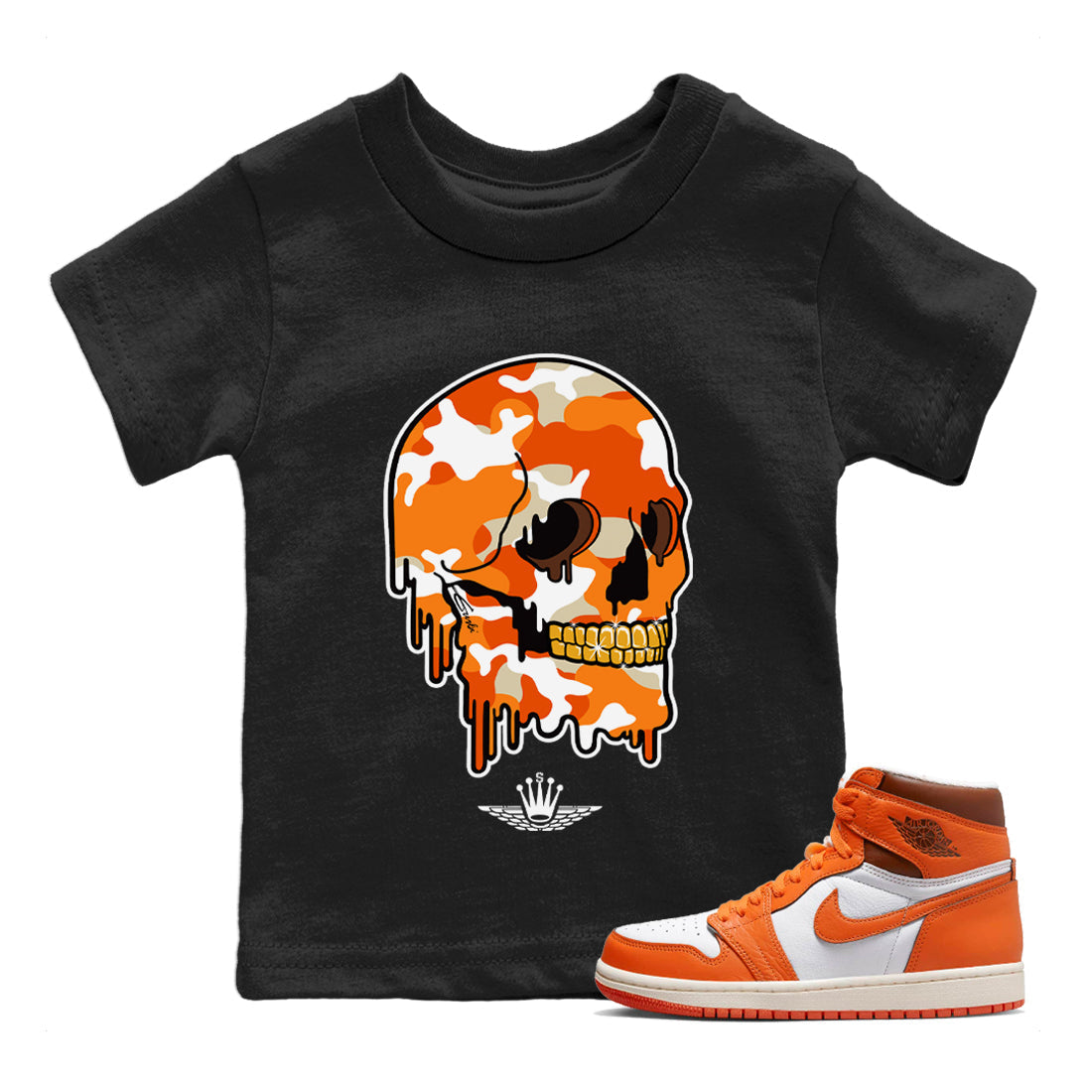 Jordan 1 Starfish Sneaker Matching T-Shirt Dripping Camo Skull Sneaker Tees Jordan 1 Starfish Sneaker Release Tees Kids Shirts