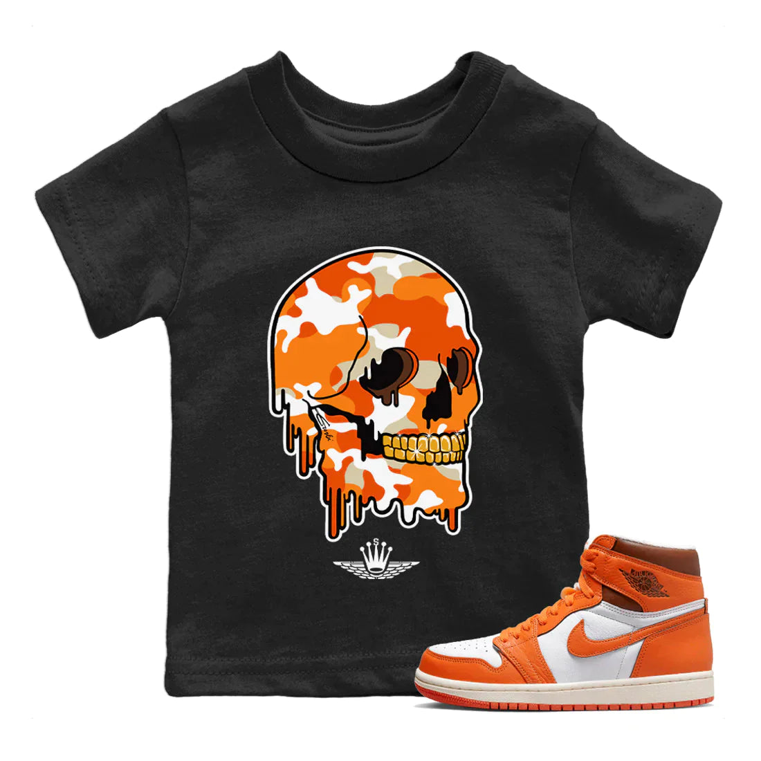 Jordan 1 Starfish Sneaker Matching T-Shirt Dripping Camo Skull Sneaker Tees Jordan 1 Starfish Sneaker Release Tees Kids Shirts