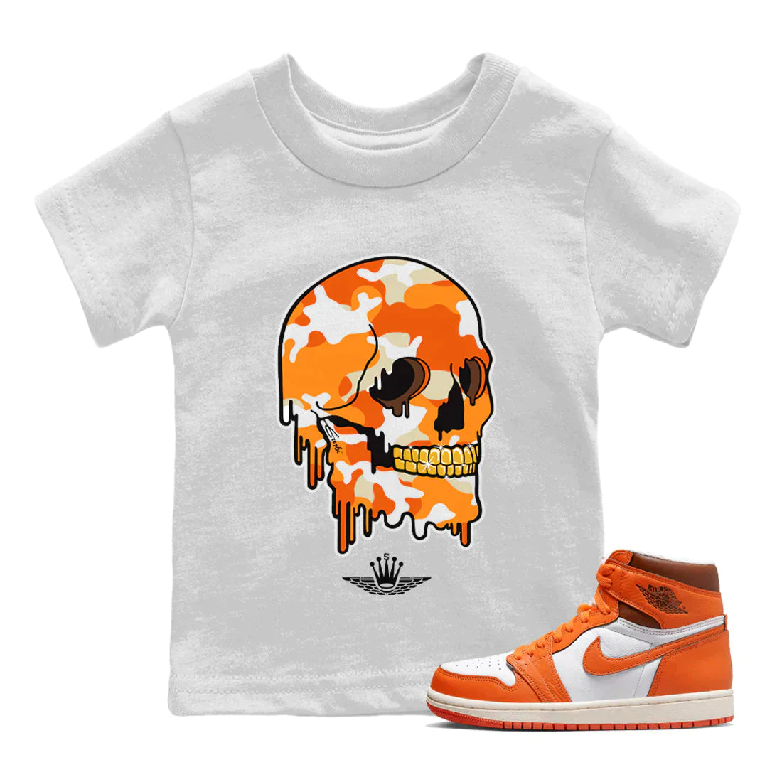Jordan 1 Starfish Sneaker Matching T-Shirt Dripping Camo Skull Sneaker Tees Jordan 1 Starfish Sneaker Release Tees Kids Shirts