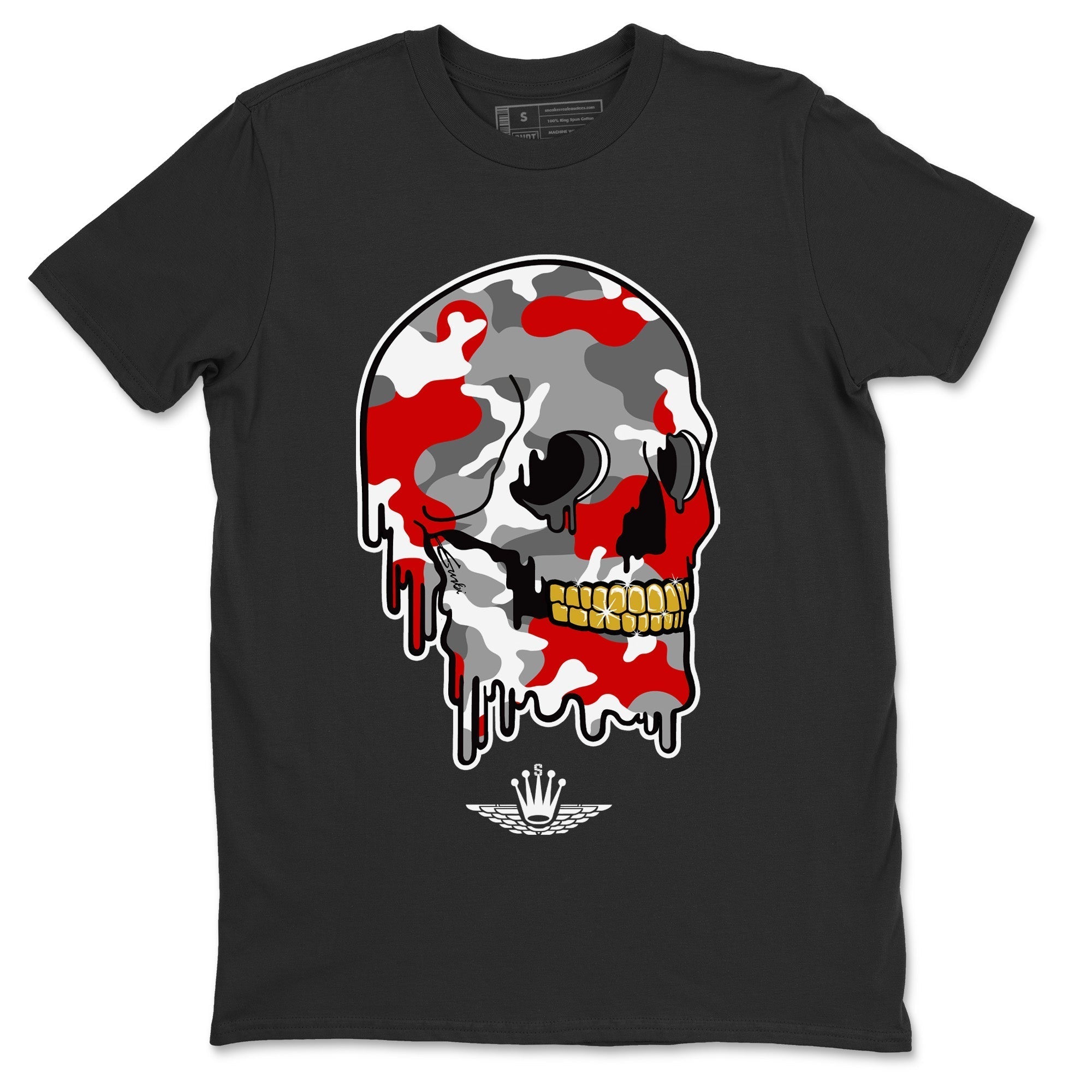 Jordan 9 Fire Red Shirt To Match Jordans Dripping Camo Skull Sneaker Tees Jordan 9 Fire Red Drip Gear Zone Sneaker Matching Clothing Unisex Shirts