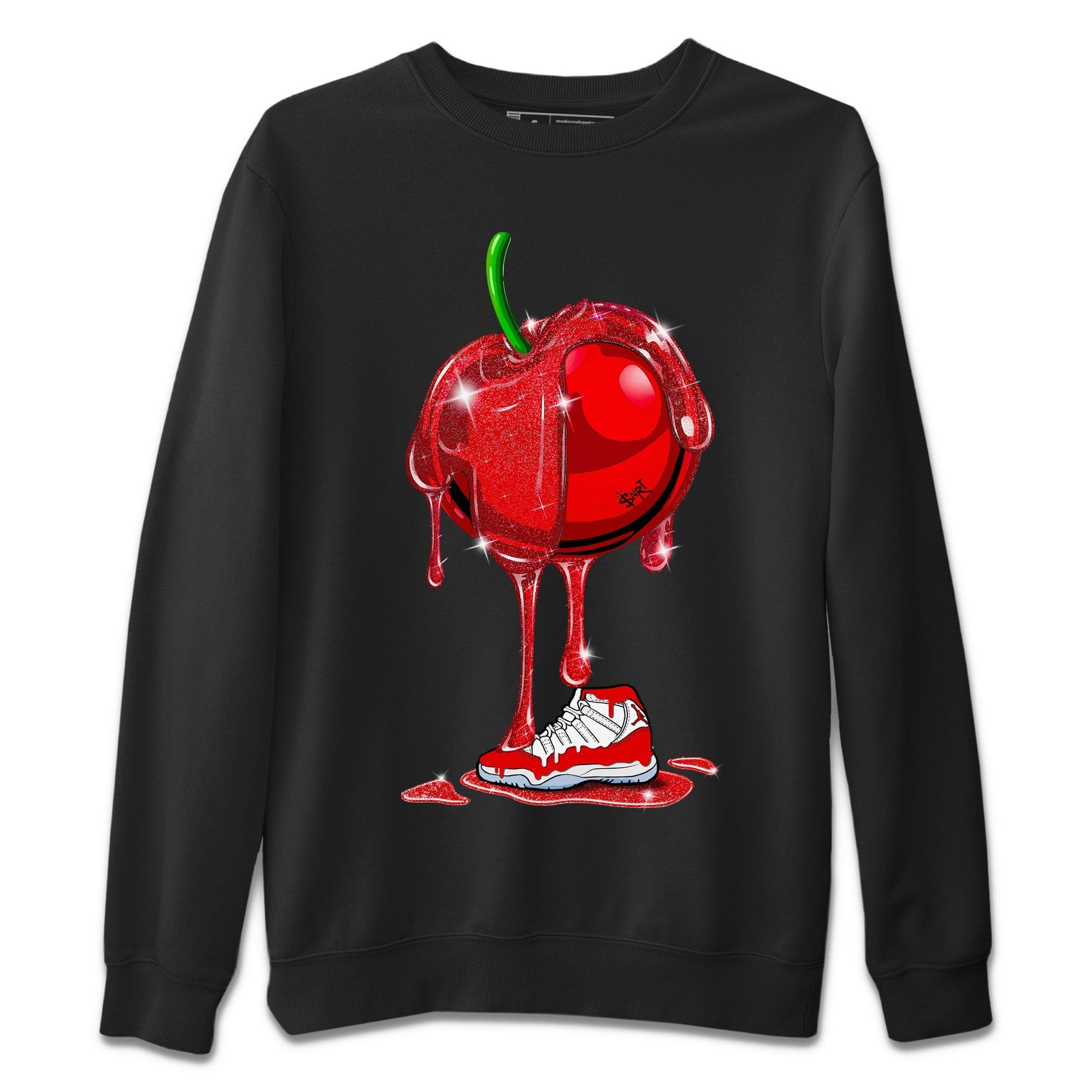 Air Jordan 11 Cherry Sneaker Match Tees Dripping Cherries Streetwear Sneaker Shirt 11s Retro Cherry Drip Gear Zone Sneaker Matching Clothing Unisex Shirts Black 2