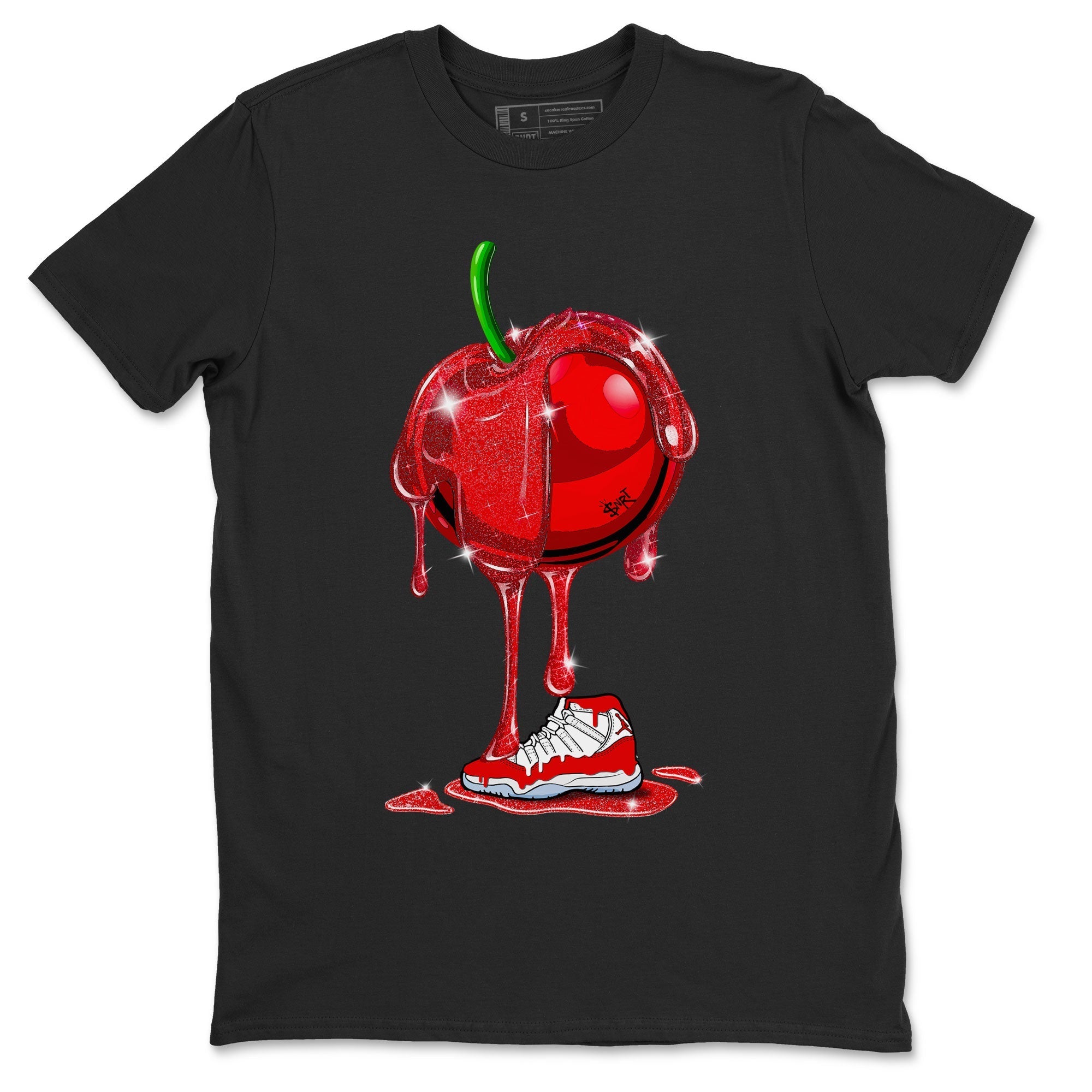 Air Jordan 11 Cherry Sneaker Match Tees Dripping Cherries Streetwear Sneaker Shirt 11s Retro Cherry Drip Gear Zone Sneaker Matching Clothing Unisex Shirts Black 2