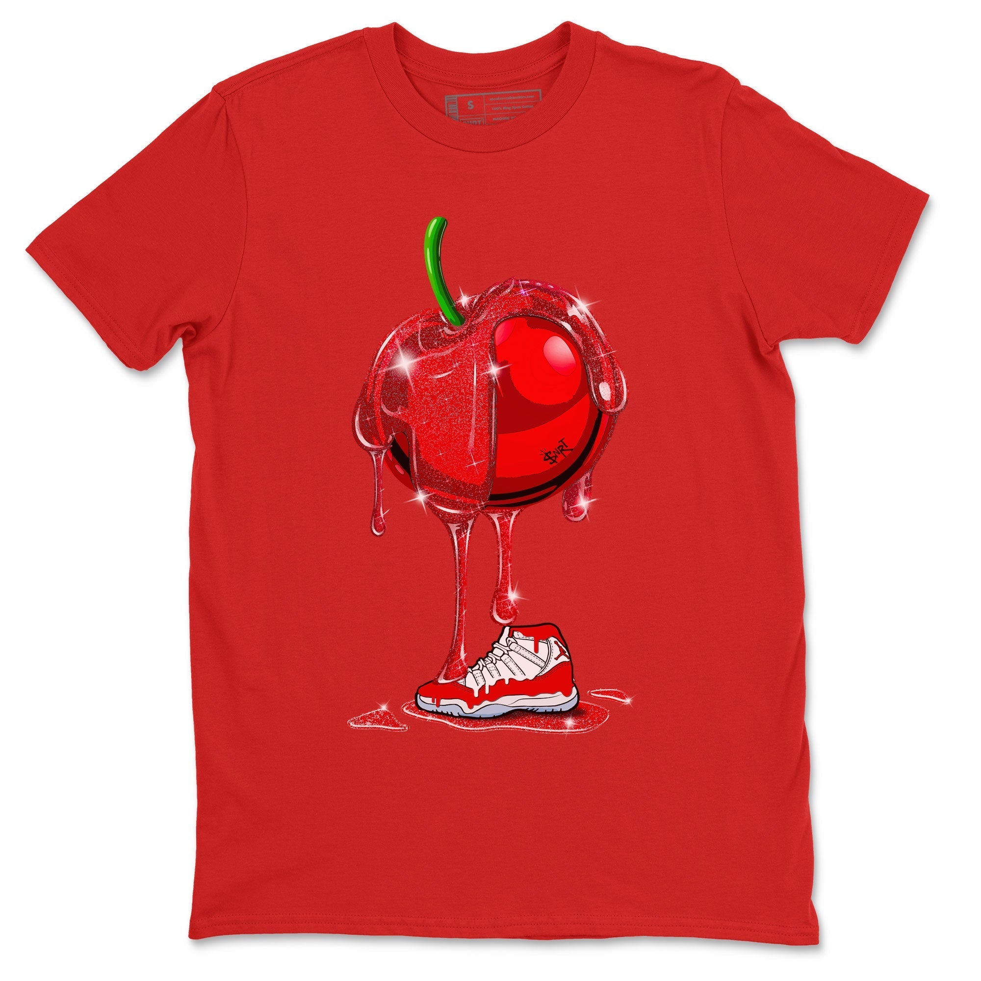 Air Jordan 11 Cherry Sneaker Match Tees Dripping Cherries Streetwear Sneaker Shirt 11s Retro Cherry Drip Gear Zone Sneaker Matching Clothing Unisex Shirts Red 2