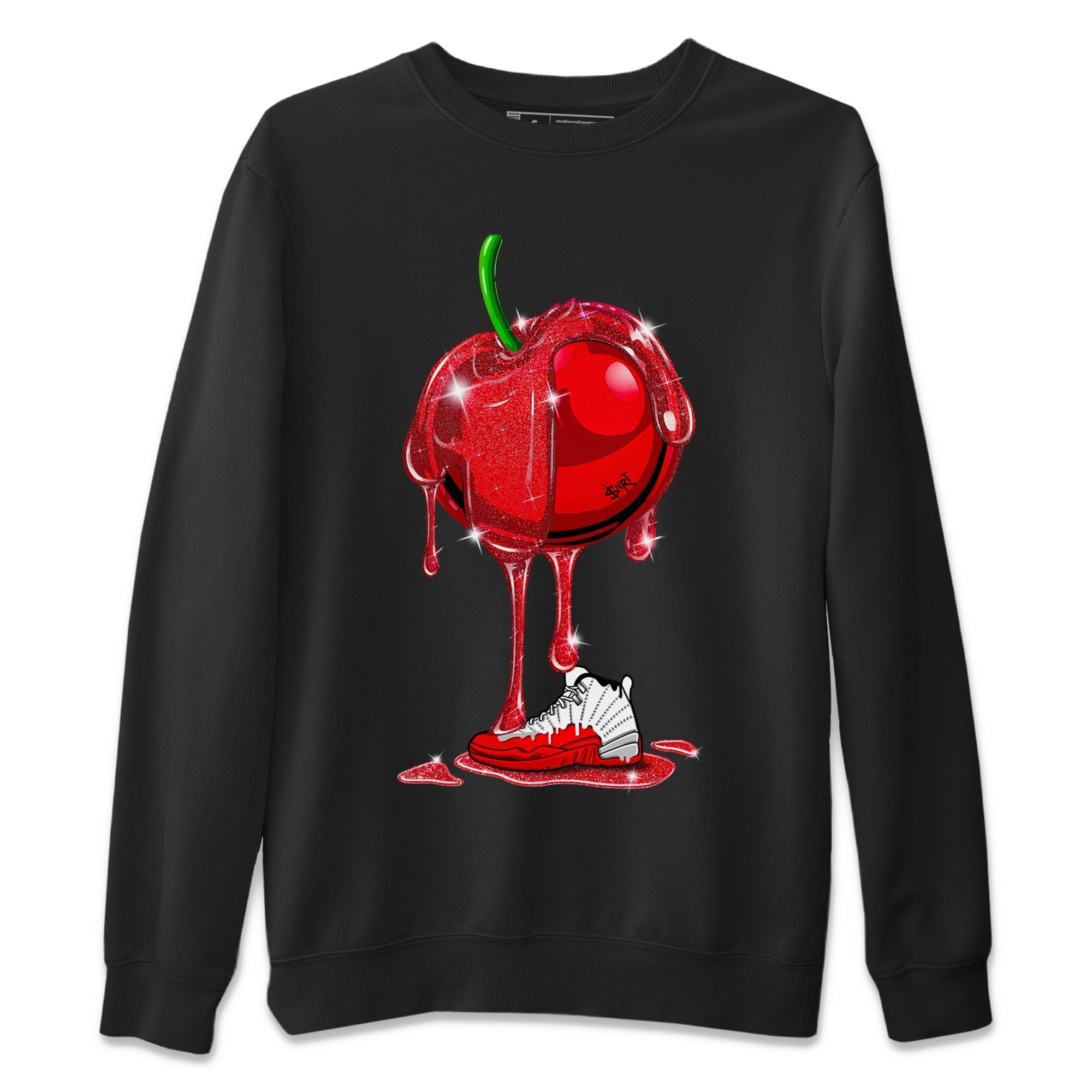 Air Jordan 12 Cherry Sneaker Match Tees Dripping Cherries Streetwear Sneaker Shirt Air Jordan 12 Cherry Drip Gear Zone Sneaker Matching Clothing Unisex Shirts Black 2
