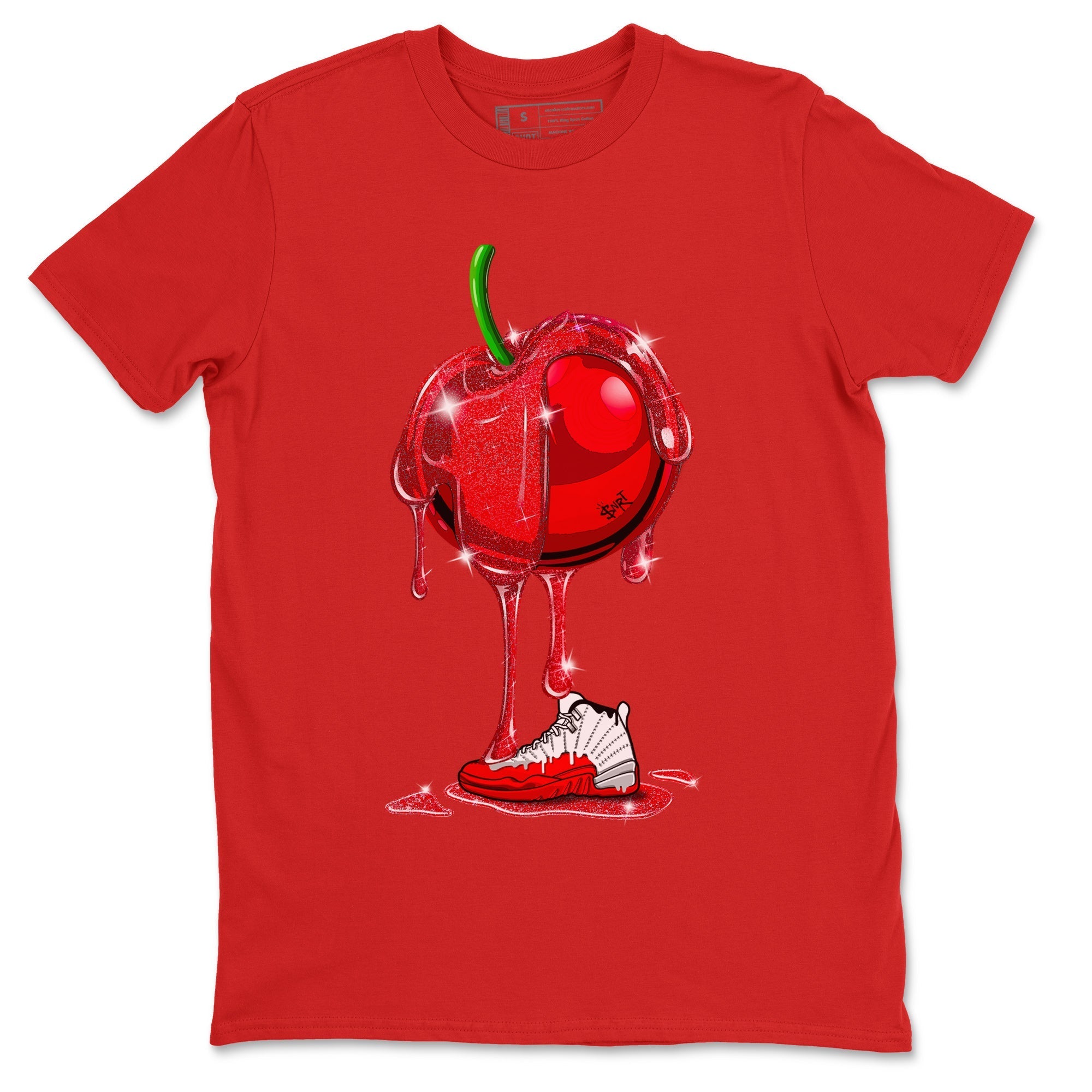 Air Jordan 12 Cherry Sneaker Match Tees Dripping Cherries Streetwear Sneaker Shirt Air Jordan 12 Cherry Drip Gear Zone Sneaker Matching Clothing Unisex Shirts Red 2