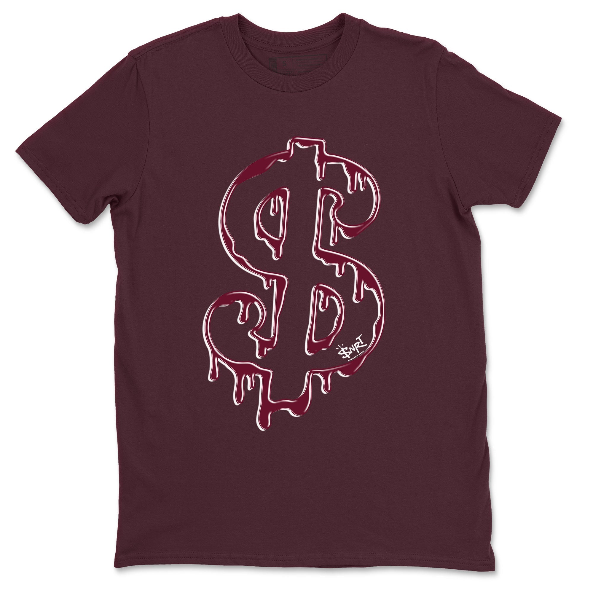 AJ1 Metallic Burgundy shirt to match jordans Dripping Dollar sneaker match tee Air Jordan 1 Metallic Burgundy Drip Gear Zone unisex cotton Maroon 2 crew neck shirt