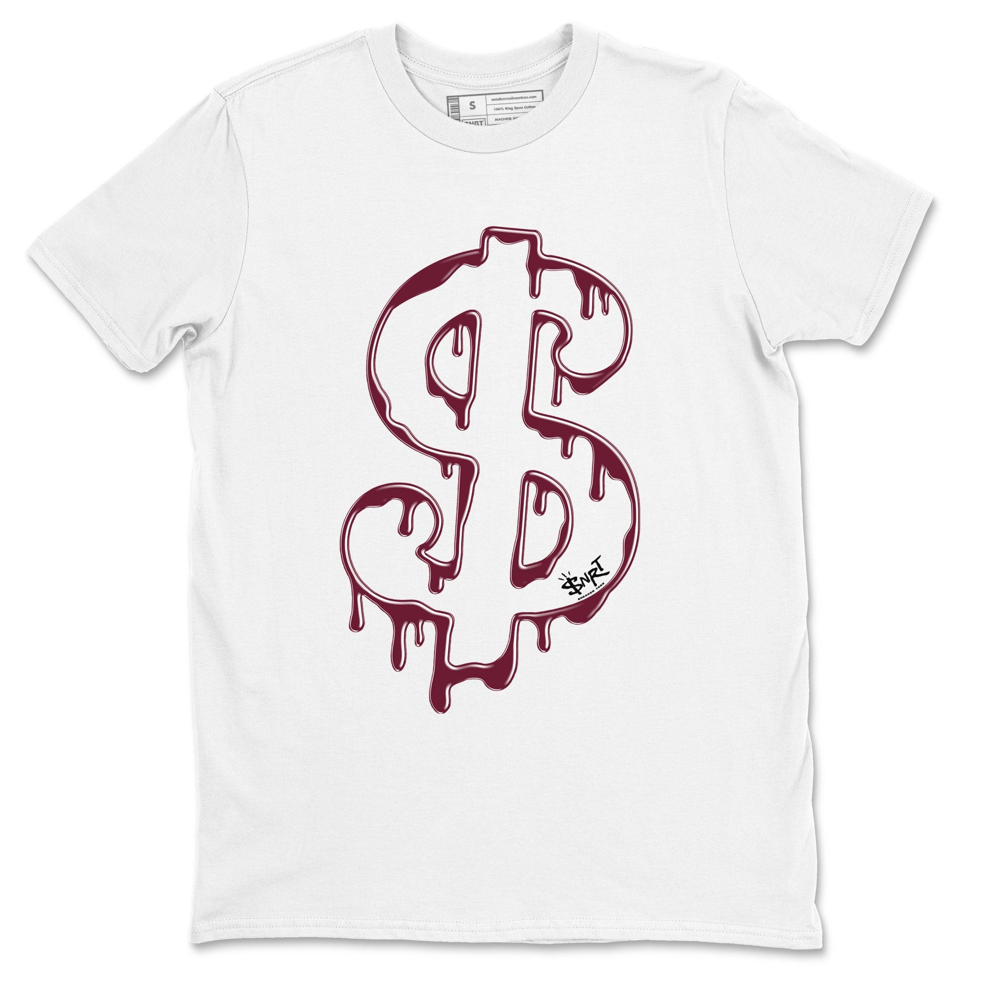AJ1 Metallic Burgundy shirt to match jordans Dripping Dollar sneaker match tee Air Jordan 1 Metallic Burgundy Drip Gear Zone unisex cotton White 2 crew neck shirt