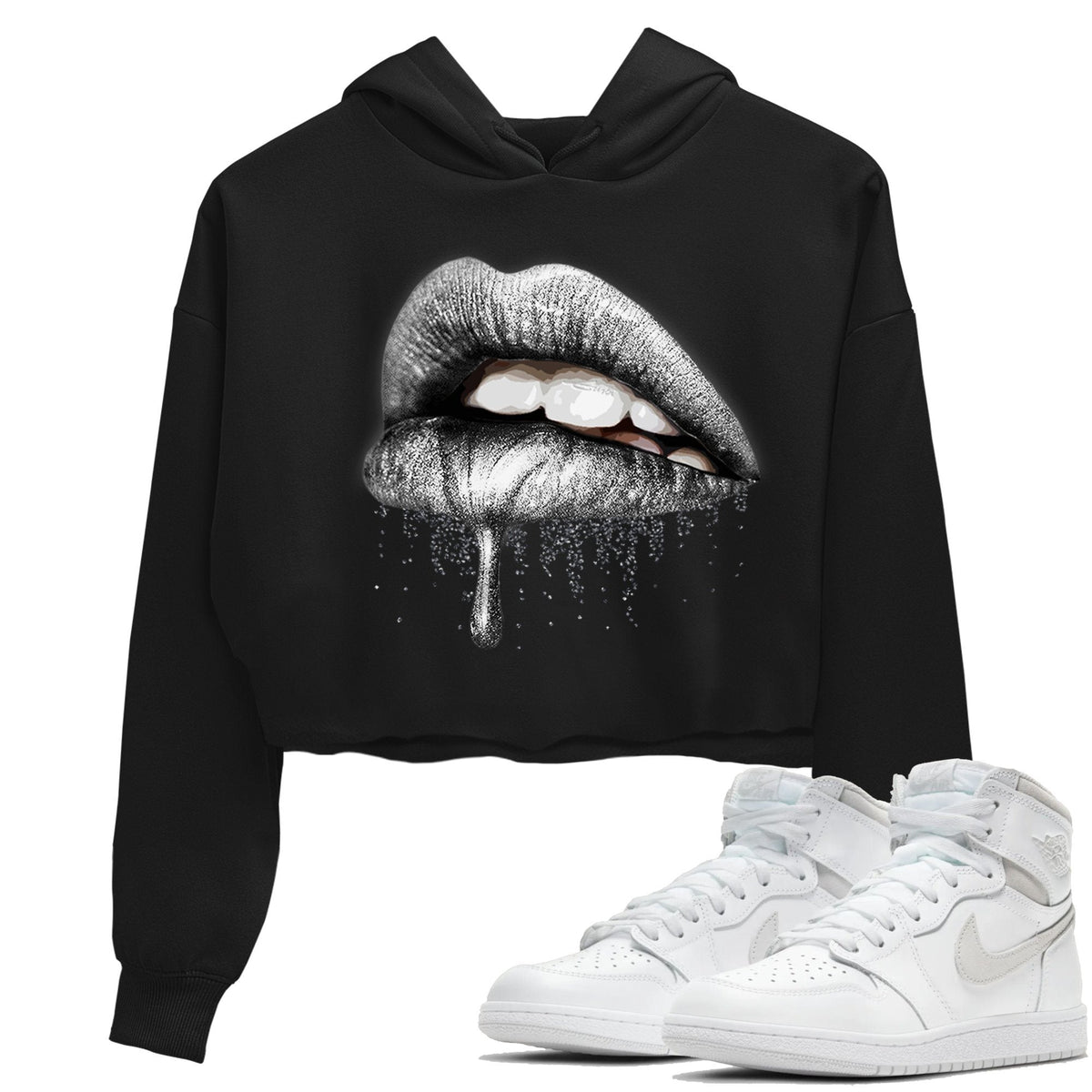 Jordan 1 Neutral Grey Sneaker Matching T-Shirt Dripping Lips Sneaker Tees Jordan 1 Neutral Grey Sneaker Release Tees Women's Shirts