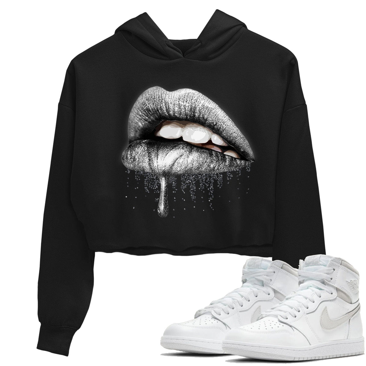 Jordan 1 Neutral Grey Sneaker Matching T-Shirt Dripping Lips Sneaker Tees Jordan 1 Neutral Grey Sneaker Release Tees Women's Shirts