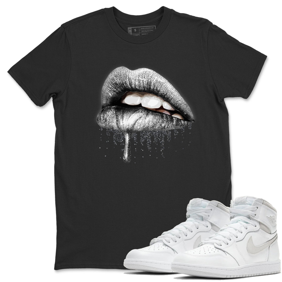 Jordan 1 Neutral Grey Shirt To Match Jordans Dripping Lips Sneaker Tees Jordan 1 Neutral Grey Drip Gear Zone Sneaker Matching Clothing Unisex Shirts