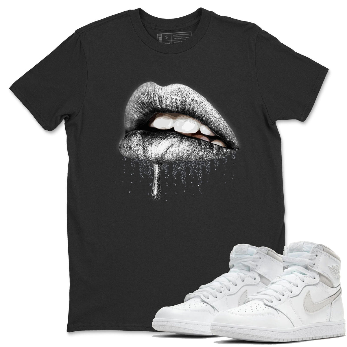 Jordan 1 Neutral Grey Shirt To Match Jordans Dripping Lips Sneaker Tees Jordan 1 Neutral Grey Drip Gear Zone Sneaker Matching Clothing Unisex Shirts