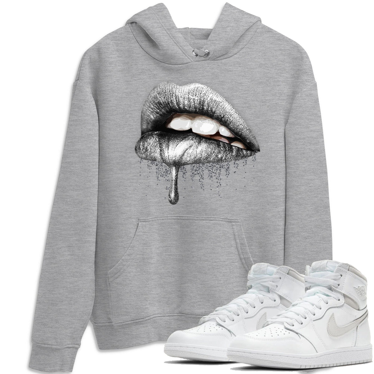 Jordan 1 Neutral Grey Shirt To Match Jordans Dripping Lips Sneaker Tees Jordan 1 Neutral Grey Drip Gear Zone Sneaker Matching Clothing Unisex Shirts