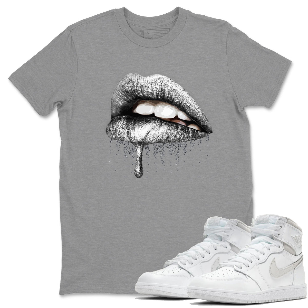 Jordan 1 Neutral Grey Shirt To Match Jordans Dripping Lips Sneaker Tees Jordan 1 Neutral Grey Drip Gear Zone Sneaker Matching Clothing Unisex Shirts