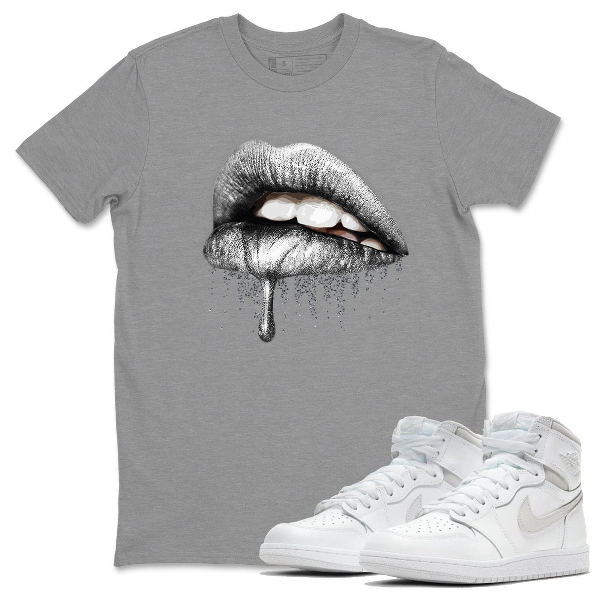 Jordan 1 Neutral Grey Shirt To Match Jordans Dripping Lips Sneaker Tees Jordan 1 Neutral Grey Drip Gear Zone Sneaker Matching Clothing Unisex Shirts