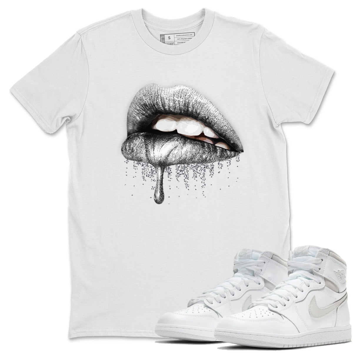 Jordan 1 Neutral Grey Shirt To Match Jordans Dripping Lips Sneaker Tees Jordan 1 Neutral Grey Drip Gear Zone Sneaker Matching Clothing Unisex Shirts