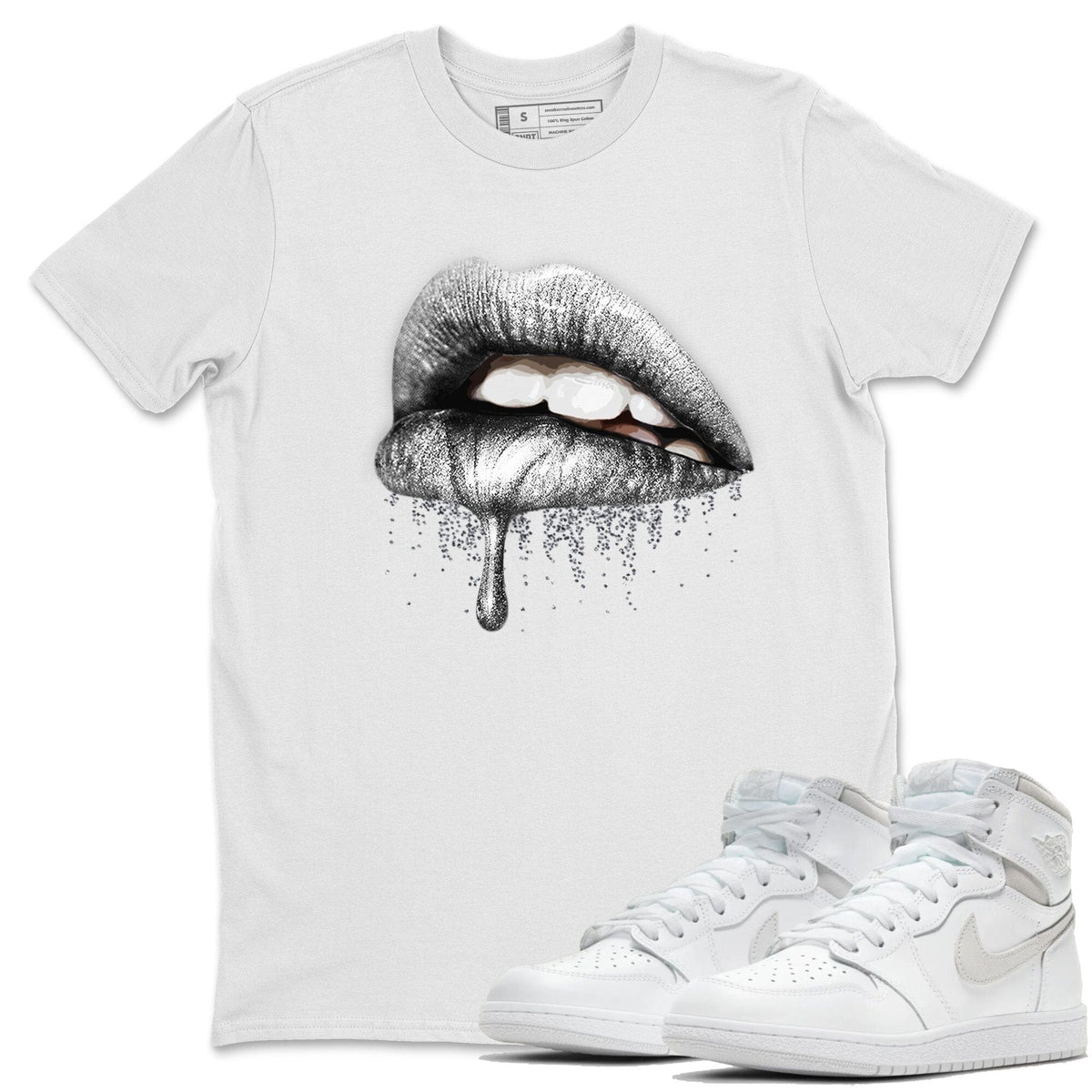 Jordan 1 Neutral Grey Shirt To Match Jordans Dripping Lips Sneaker Tees Jordan 1 Neutral Grey Drip Gear Zone Sneaker Matching Clothing Unisex Shirts