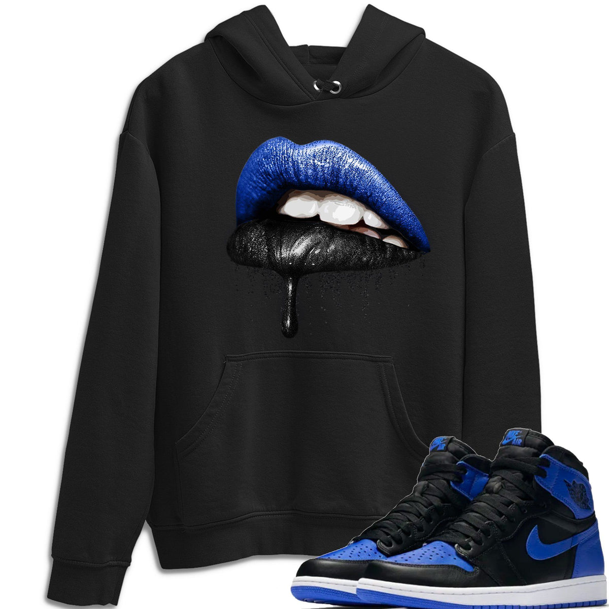 Jordan 1 Royal Black Shirt To Match Jordans Dripping Lips Sneaker Tees Jordan 1 Royal Black Drip Gear Zone Sneaker Matching Clothing Unisex Shirts