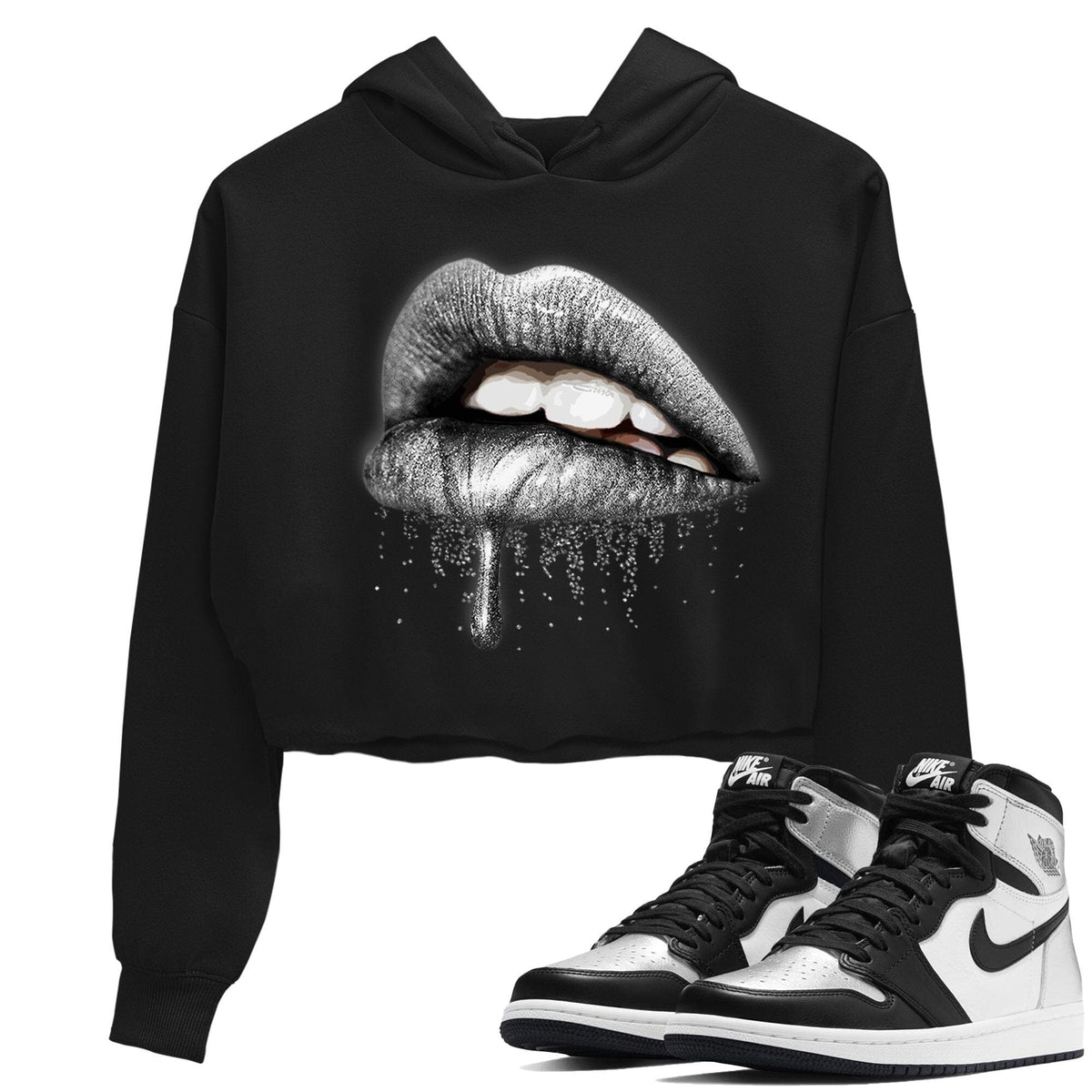 Jordan 1 Silver Toe Sneaker Matching T-Shirt Dripping Lips Sneaker Tees Jordan 1 Silver Toe Sneaker Release Tees Women's Shirts