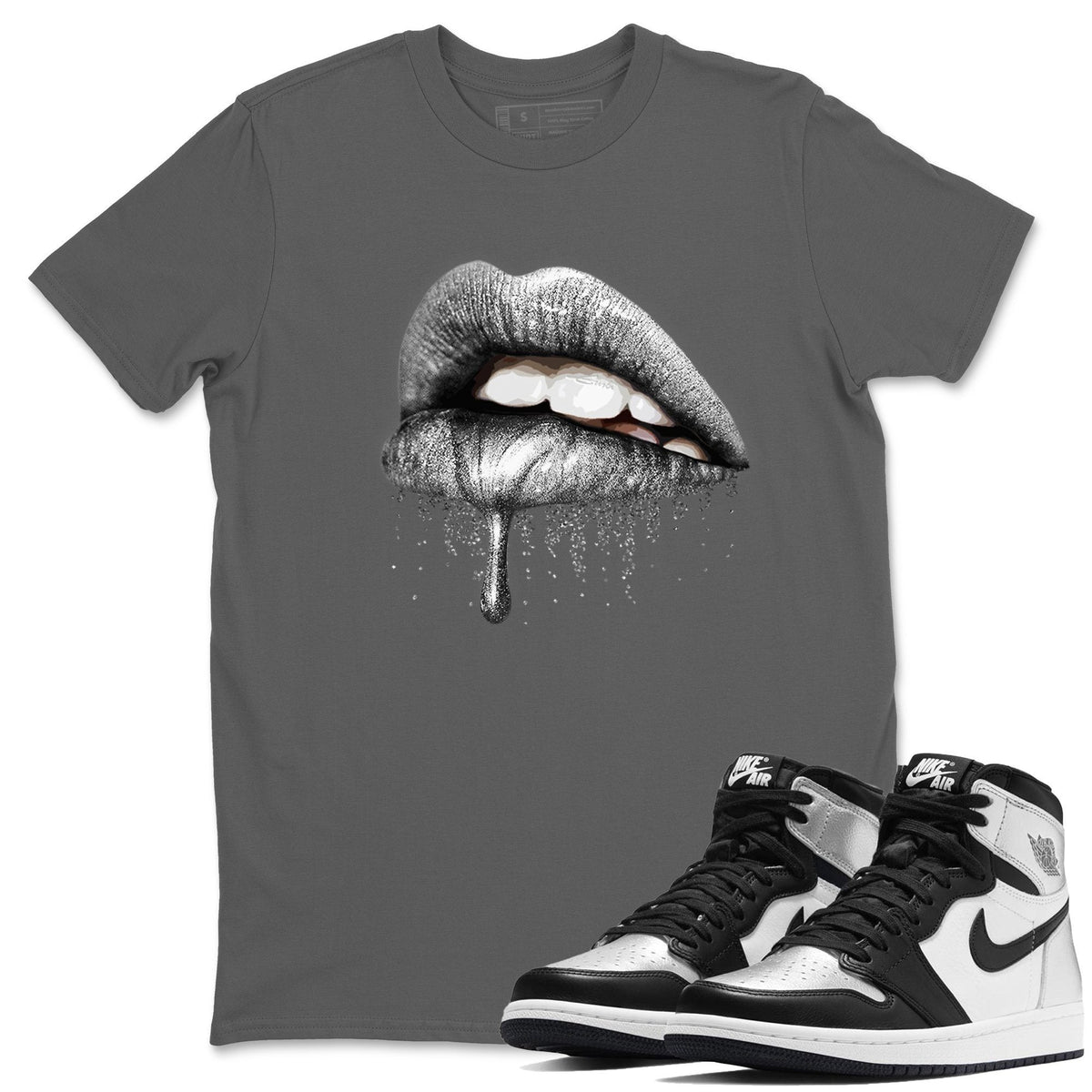Jordan 1 Silver Toe Shirt To Match Jordans Dripping Lips Sneaker Tees Jordan 1 Silver Toe Drip Gear Zone Sneaker Matching Clothing Unisex Shirts