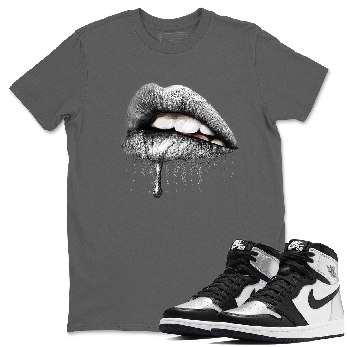 Jordan 1 Silver Toe Shirt To Match Jordans Dripping Lips Sneaker Tees Jordan 1 Silver Toe Drip Gear Zone Sneaker Matching Clothing Unisex Shirts