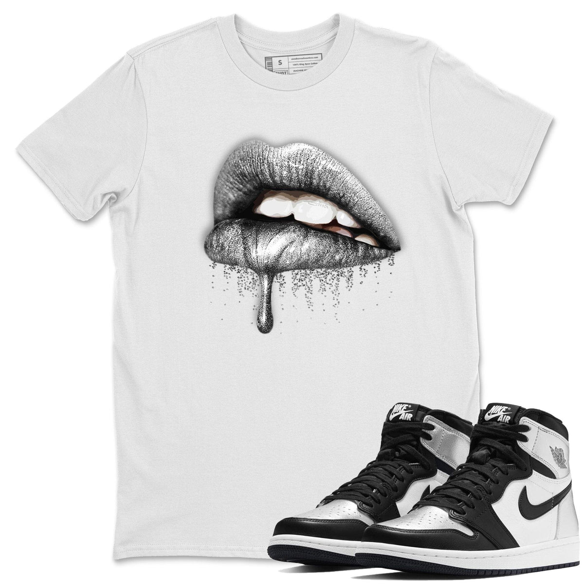 Jordan 1 Silver Toe Shirt To Match Jordans Dripping Lips Sneaker Tees Jordan 1 Silver Toe Drip Gear Zone Sneaker Matching Clothing Unisex Shirts