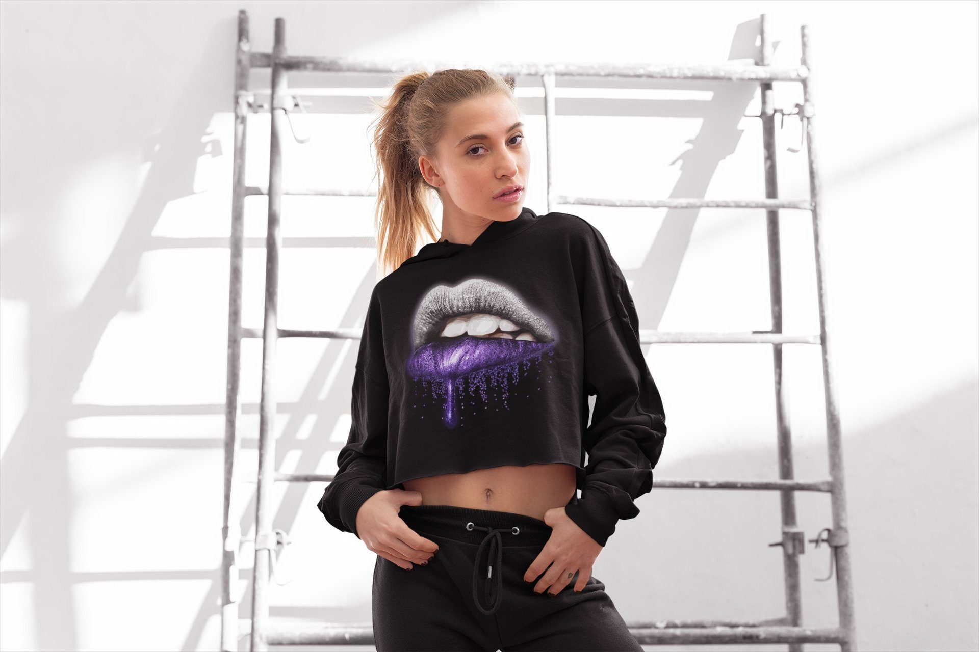 Jordan 1 WMNS Court Purple Sneaker Matching T-Shirt Dripping Lips Sneaker Tees Jordan 1 WMNS Court Purple Sneaker Release Tees Women's Shirts