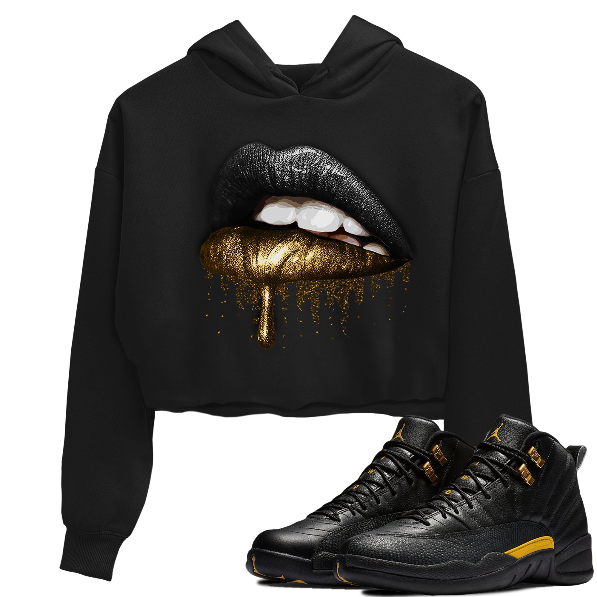 Jordan 12 Black Taxi Sneaker Matching T-Shirt Dripping Lips Sneaker Tees Jordan 12 Black Taxi Sneaker Release Tees Women's Shirts