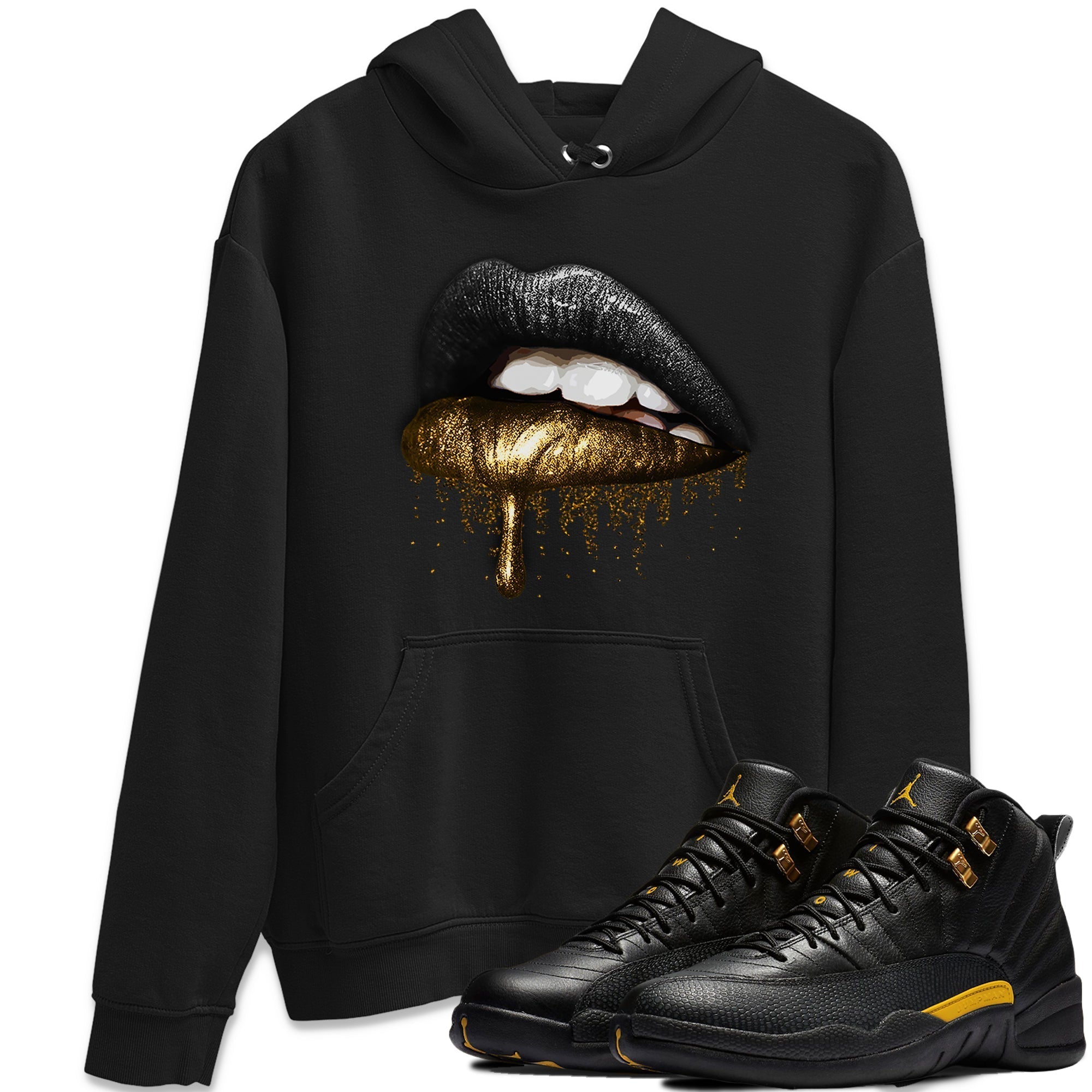 Jordan 12 Black Taxi Sneaker Matching T-Shirt Dripping Lips Sneaker Tees Jordan 12 Black Taxi Sneaker Release Tees Crew Neck Tees