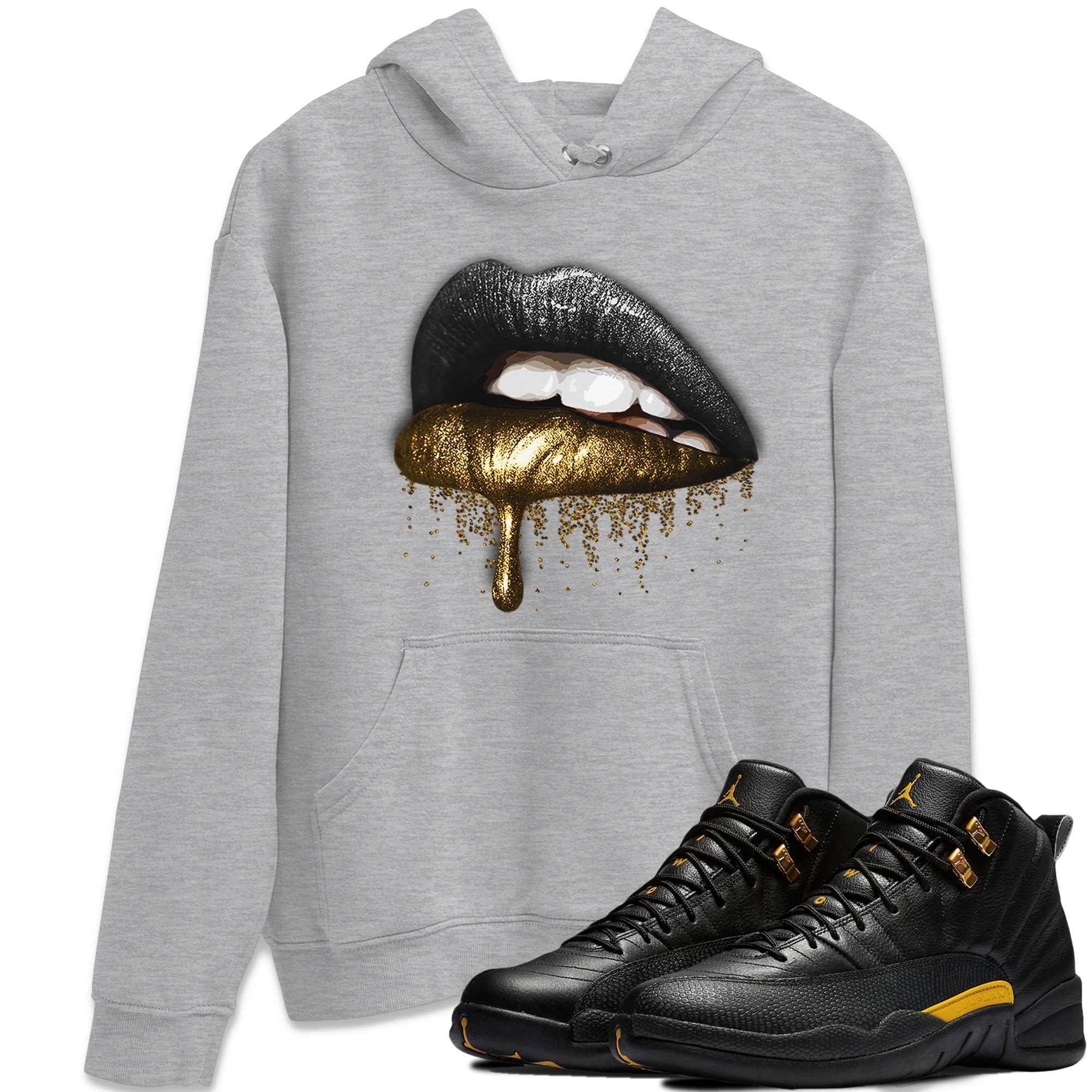 Jordan 12 Black Taxi Sneaker Matching T-Shirt Dripping Lips Sneaker Tees Jordan 12 Black Taxi Sneaker Release Tees Crew Neck Tees
