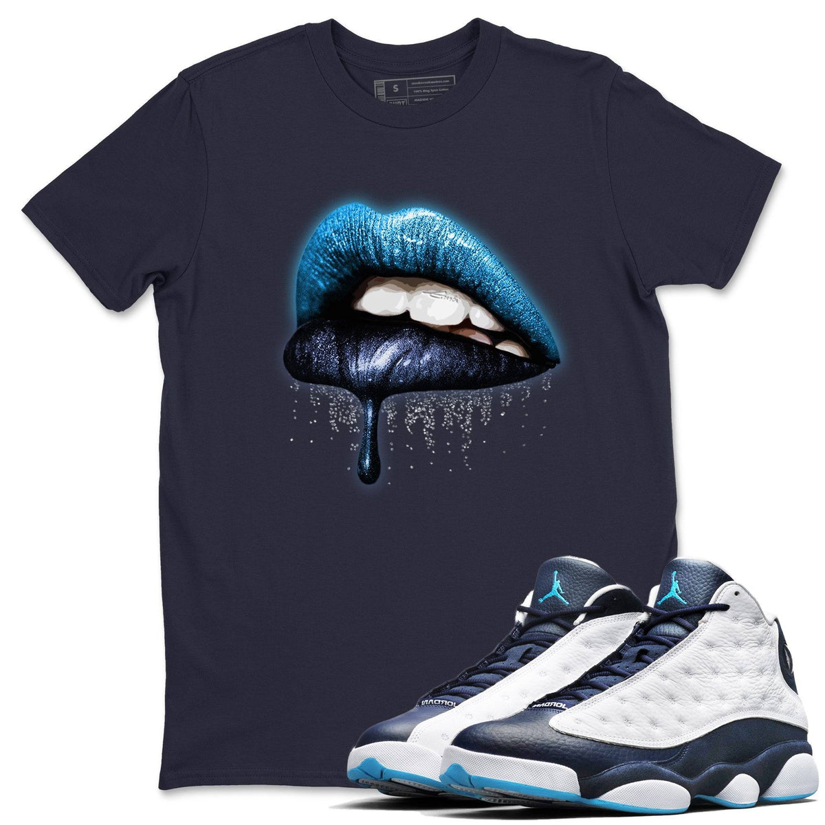 Jordan 13 Obsidian Shirt To Match Jordans Dripping Lips Sneaker Tees Jordan 13 Obsidian Drip Gear Zone Sneaker Matching Clothing Unisex Shirts