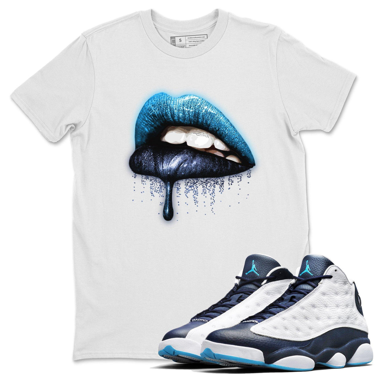 Jordan 13 Obsidian Shirt To Match Jordans Dripping Lips Sneaker Tees Jordan 13 Obsidian Drip Gear Zone Sneaker Matching Clothing Unisex Shirts