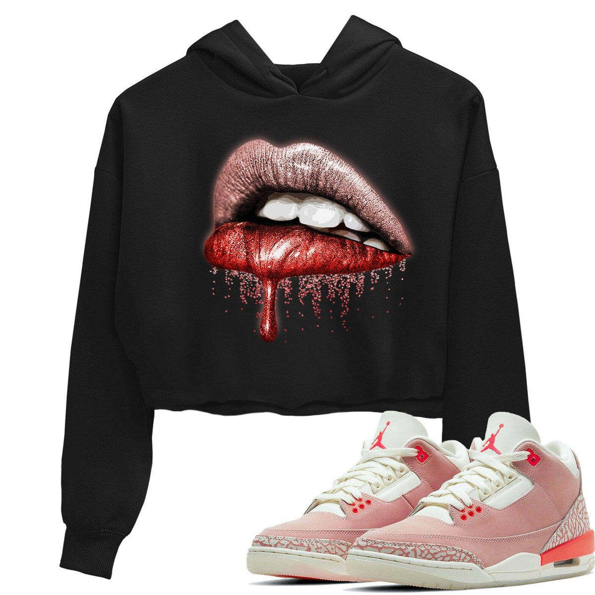Jordan 3 Rust Pink Sneaker Matching T-Shirt Dripping Lips Sneaker Tees Jordan 3 Rust Pink Sneaker Release Tees Women's Shirts