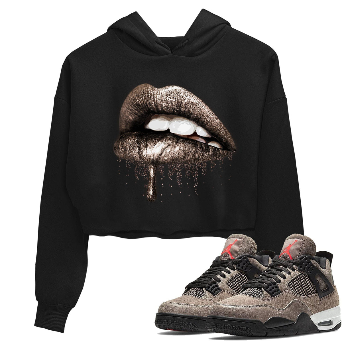 Jordan 4 Taupe Haze Sneaker Matching T-Shirt Dripping Lips Sneaker Tees Jordan 4 Taupe Haze Sneaker Release Tees Women's Shirts